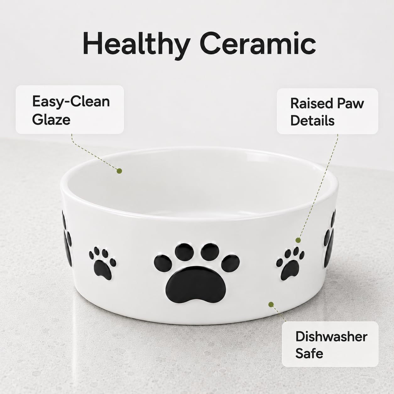 Keramik-Hundenäpfe für mittelgroße Hunde – 16,5 cm rund × 6,5 cm hoch, Hundefutternapf & Wassernapf für Hunde, mittelgroße Hundenäpfe mit Anti-Rutsch-Ringen – Futter- und Wassernäpfe für kleine bis