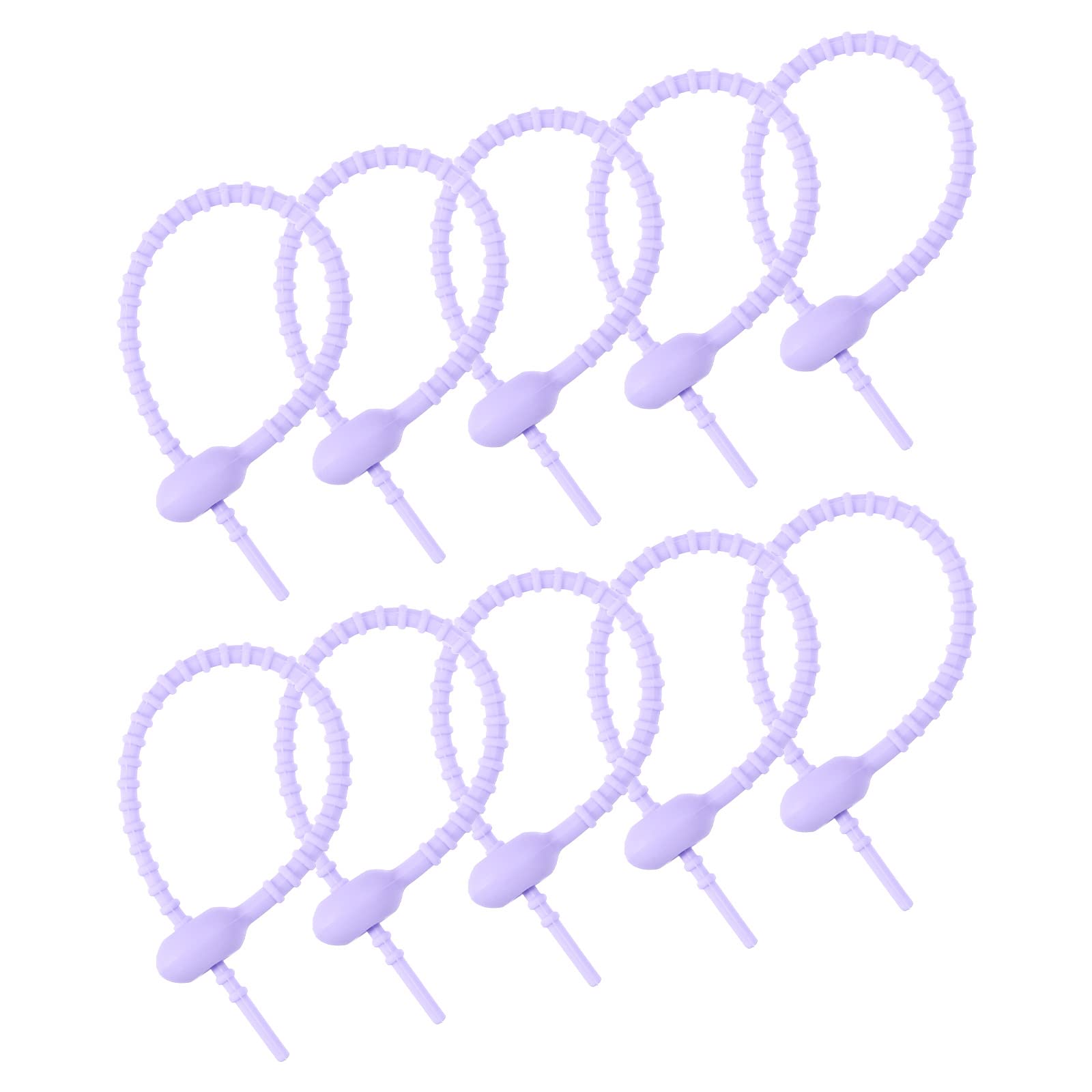 sourcing map Reusable Zip Ties, 6 Inch Silicone Ties Bag Clips, All-Purpose Silicone Ties, Cable Ties, Bread Tie, Household Twist Ties, Reusable Twist Ties (Lavender Pack of 20)