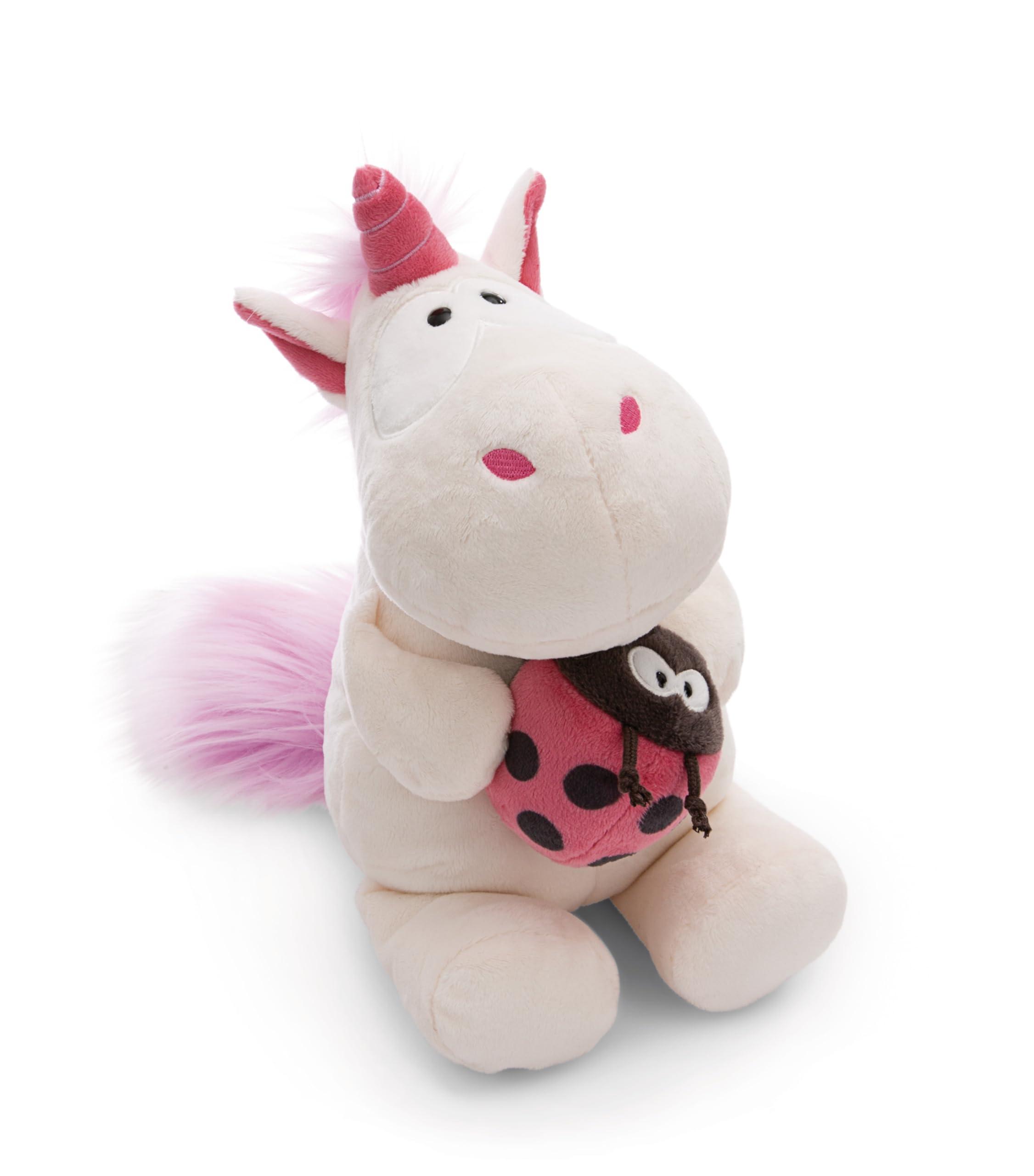NICI soft toy unicorn Theodor with ladybird 35cm white - Cuddly cute plush to snuggle and play with, for children & adults, great gift idea - 61388