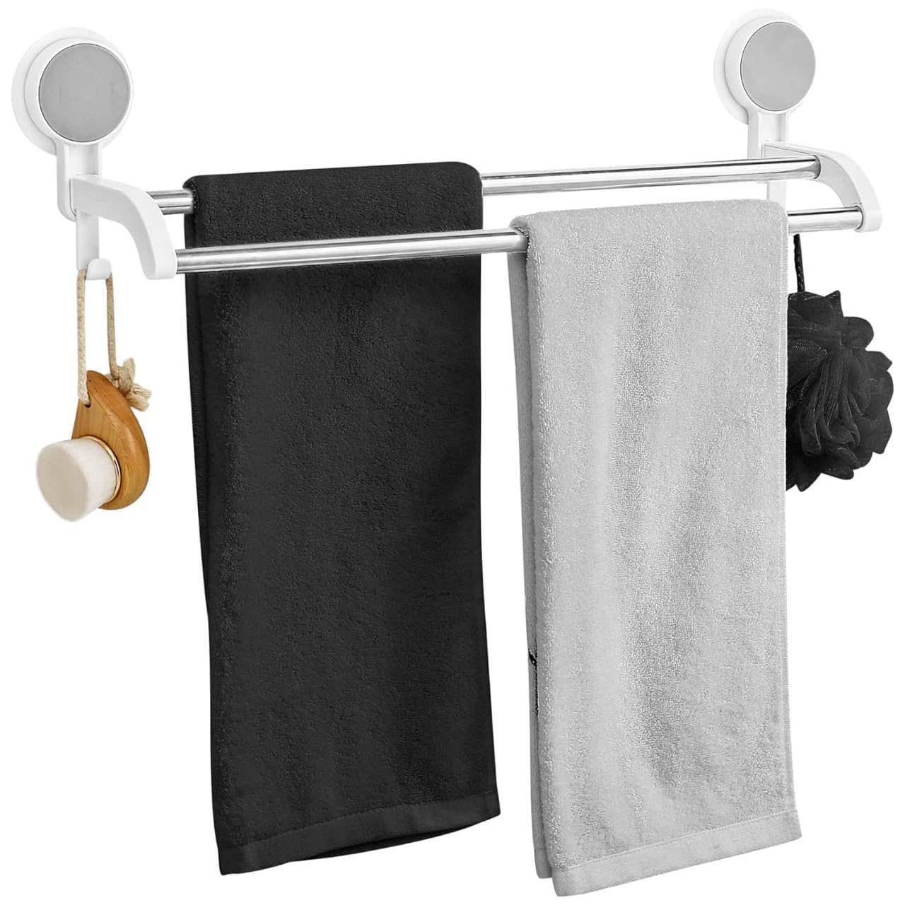 LEAWALL Self Adhesive Stainless Steel Double Towel Rod for Bathroom | Wall Mounted Towel Holder Bar for Kitchen Bathroom | Bathroom Organiser Without Drill for Bathroom Accessories (1, 18 Inch)-image-20