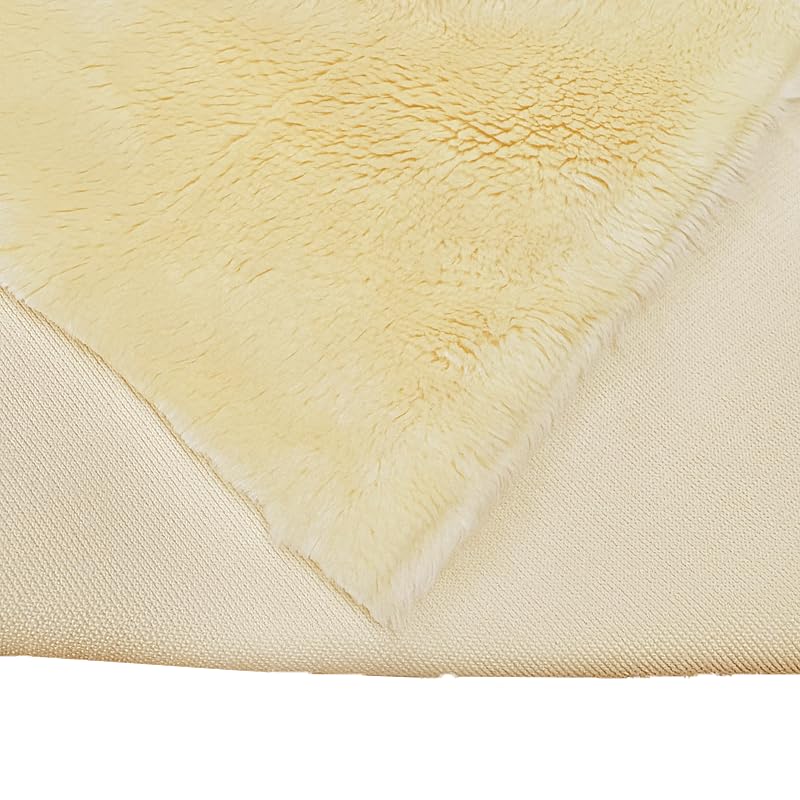 Amazon.co.jp: ボア 生地 起毛 170x50cm クリームイエロー 毛足約3mm 