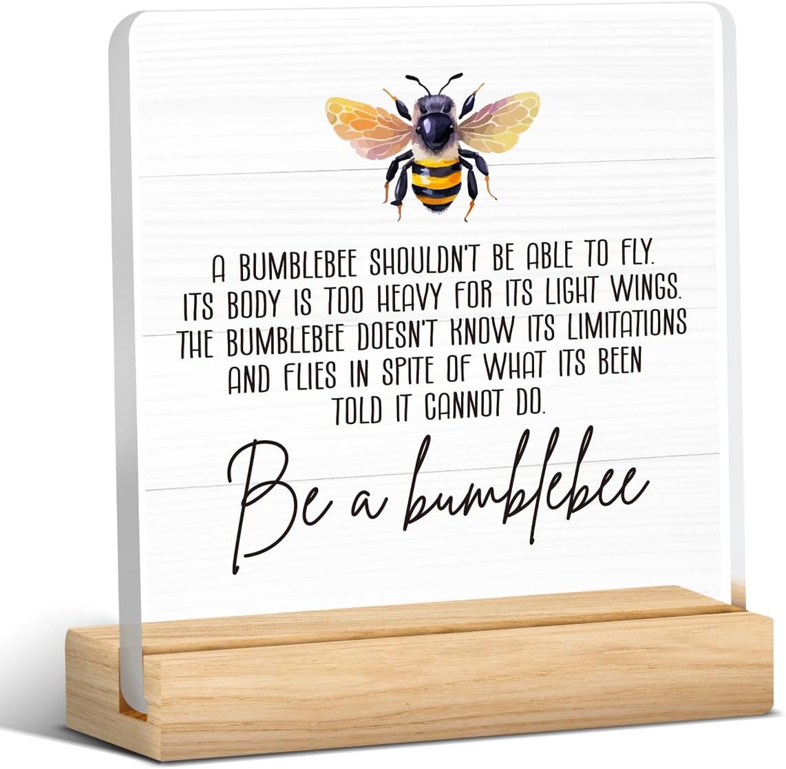 Inspirational Summer Bumble Bee Acrylic Sign Decor Summer Bee Decorations for Home Office Kitchen Desk Shelf Cubicle Decor Be A Bumblebee Cute Bee Acrylic Sign 4 X 4 Inch