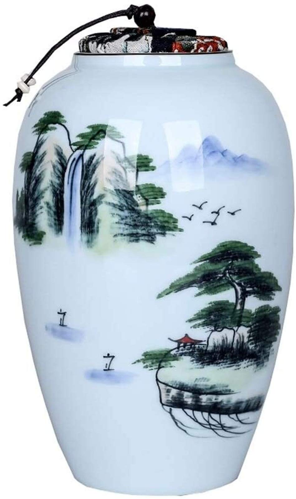 BATLAM Urna commemorativa per Ceneri umane Blu per Adulti Urna commemorativa per Adulti o Animali Domestici Ceramica Dipinta a Mano 23 cm * 7 cm (Colore : C) (B)