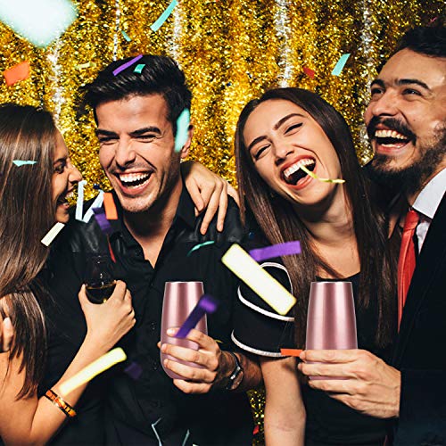Lifecapido 6 Pack Stemless Double Insulated Champagne Flute Tumbler With Lid, 6 Oz Unbreakable Reusable Cocktail Champagne Toasting Glasses, Good Gift For Friends Family Christmas Birthday, Rose Gold #TOP3