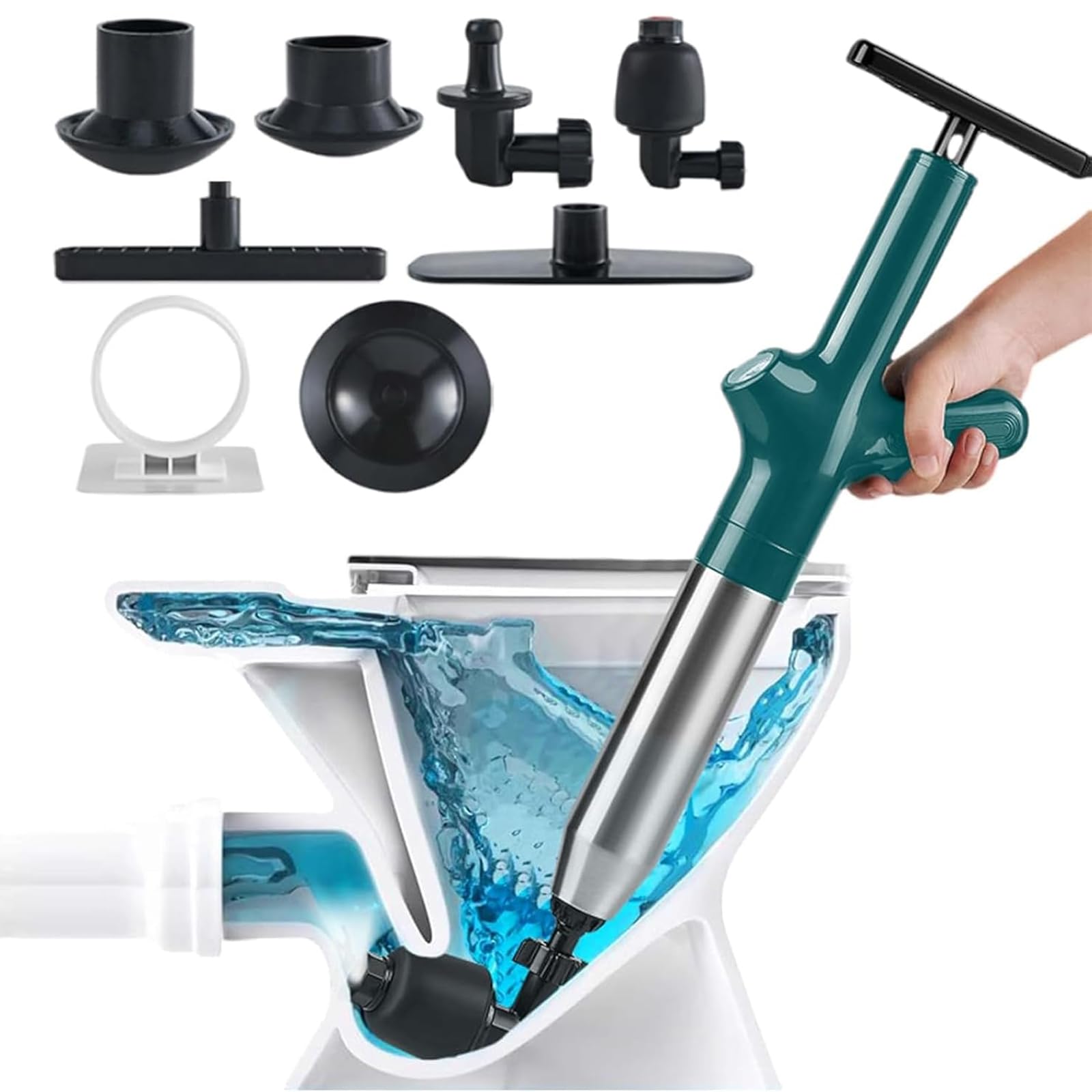 Wenbones Stantuffo per WC ad Aria Compressa, Sturalavandini a Pressione Nuovo Multifunzionale, Stura Lavandini e Scarichi per Disintasare WC, Lavello, Vasca, Scarico a Pavimento (Blu)