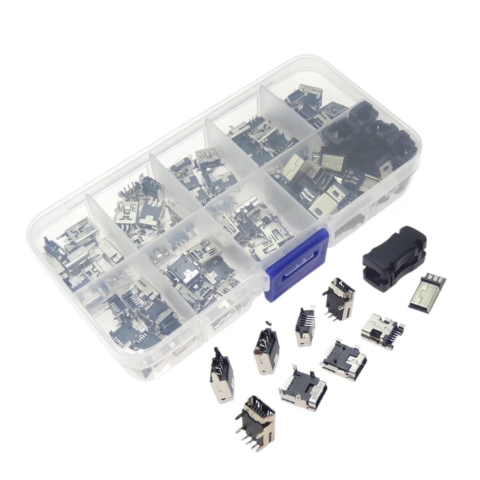 Zestaw 45/90 sztuk 9 mini USB SMT dip 5 pinów B złącze męskie żeńskie gniazdo wtykowe tylne zestawy zacisków do naprawy DIY HCHDTDT (45 sztuk)