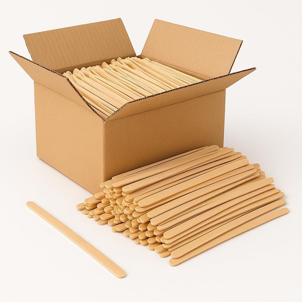 Bacchette da caffè in legno, 14 cm, 500 pezzi, biodegradabili, stabili e per alimenti, confezione ecologica e senza plastica