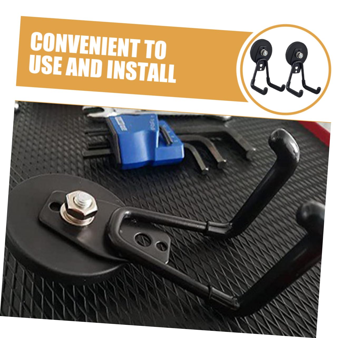 PRETYZOOM 4 Set Gancio Portautensili Magnetico Ganci Per Furgoni Porta Ganci Per Appendere Magnete Da Parete Box Auto Gancio Appendiabiti Da Parete Utensili Magnete Black 2 Pezzi*4