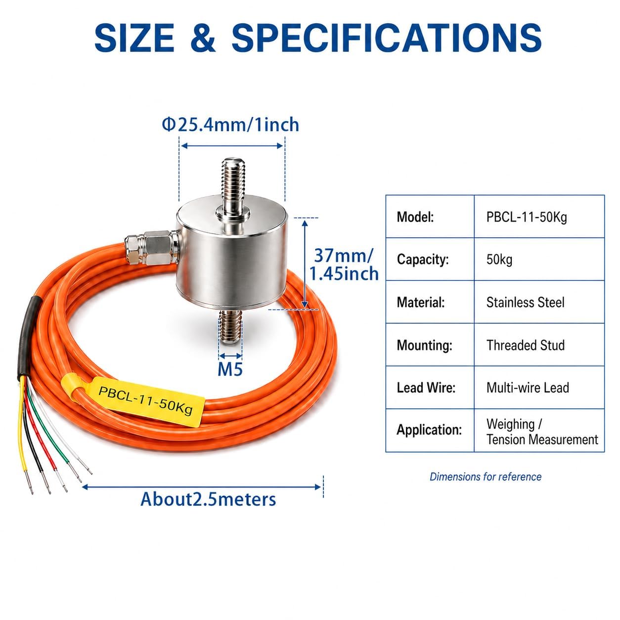 50kg Mini Load Cell Sensor for Tension Compression Testing
