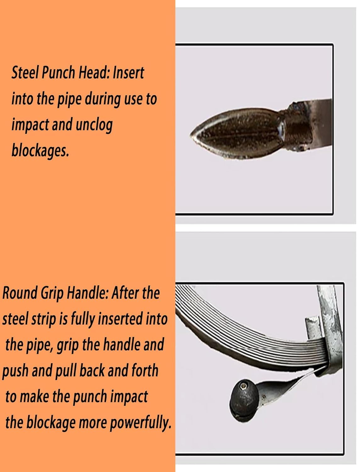 Serpiente de drenaje en espiral para tuberías de drenaje principales, herramienta de eliminación de obstrucciones de 25 pies para fregadero de cocina, bañera, inodoro