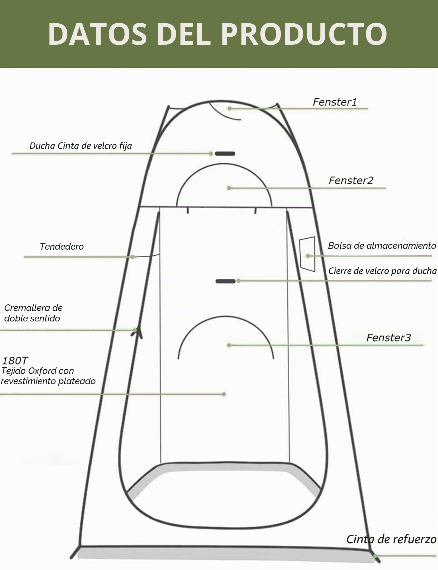Pop Up Tienda Ducha Camping 190×120×120cm/ 213×150×150cm Tienda Móviles para Cambiador Playa Capacidad para 2 a 4 Personas, Protección UPF+40 y Waterproof Incluye Bolsa de Transporte y Accesorios