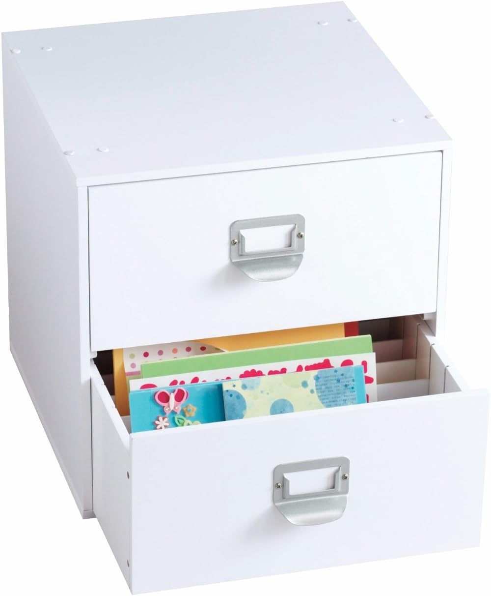 2Drawer Craft Organizer Cube, White