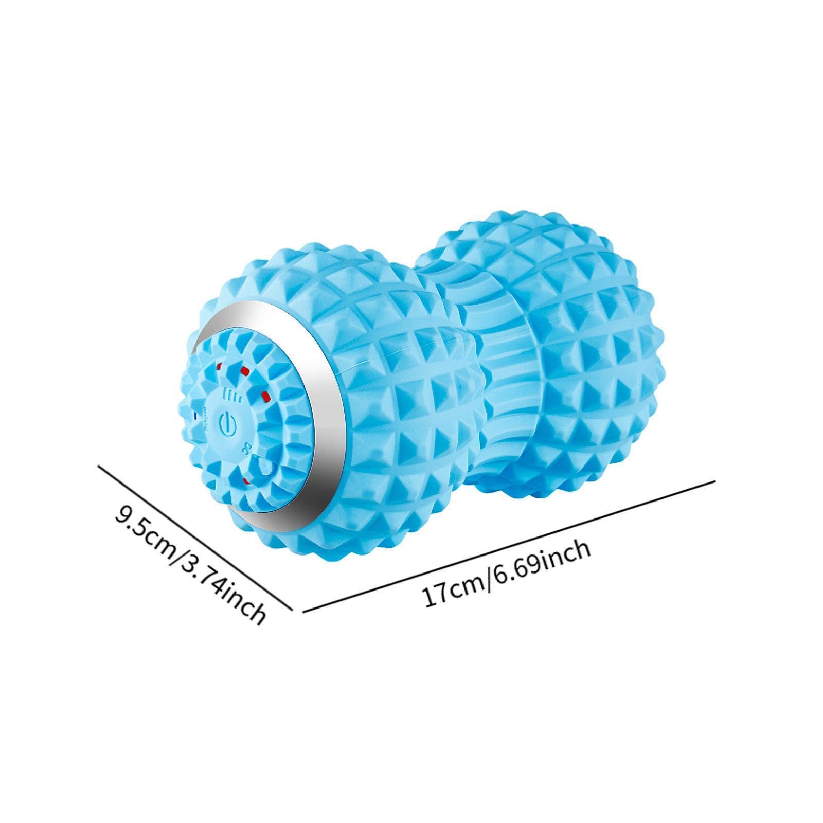 Bola de Masaje Vibratoria Profesional Bola de Masaje en Forma de Masajeador de Silicona Portátil Relajante Muscular con Cuatro M, AZUL
