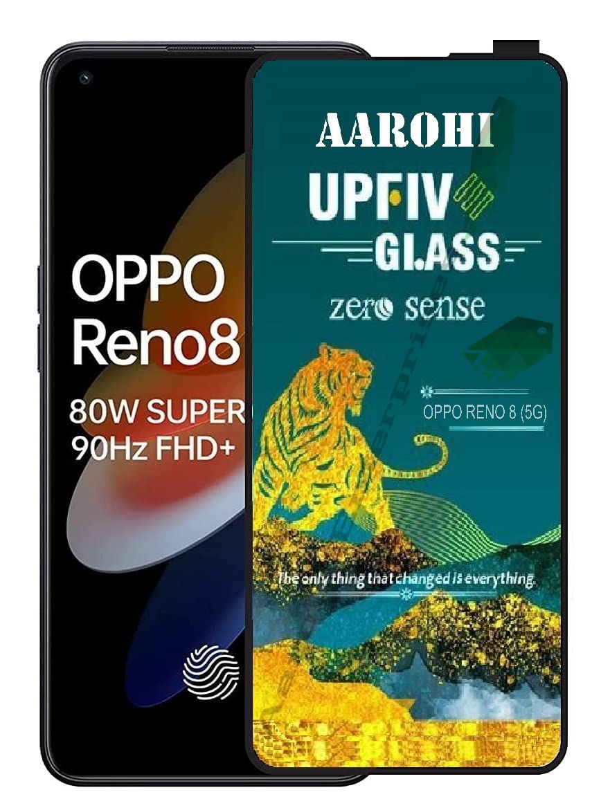 Aarohi Enterprises Zero Sense Tempered Glass Edge to Edge Full Screen Coverage Screen Protector | 9H Surface Hardness Protective Shatterproof Full Glue For Oppo Reno 8 5G
