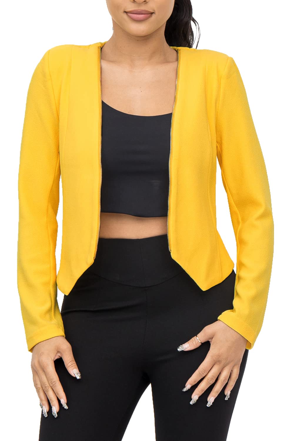 Michel Women Casual Open Front Blazer Cardigan Jacket with Plus Size (1XL ~ 2XL)