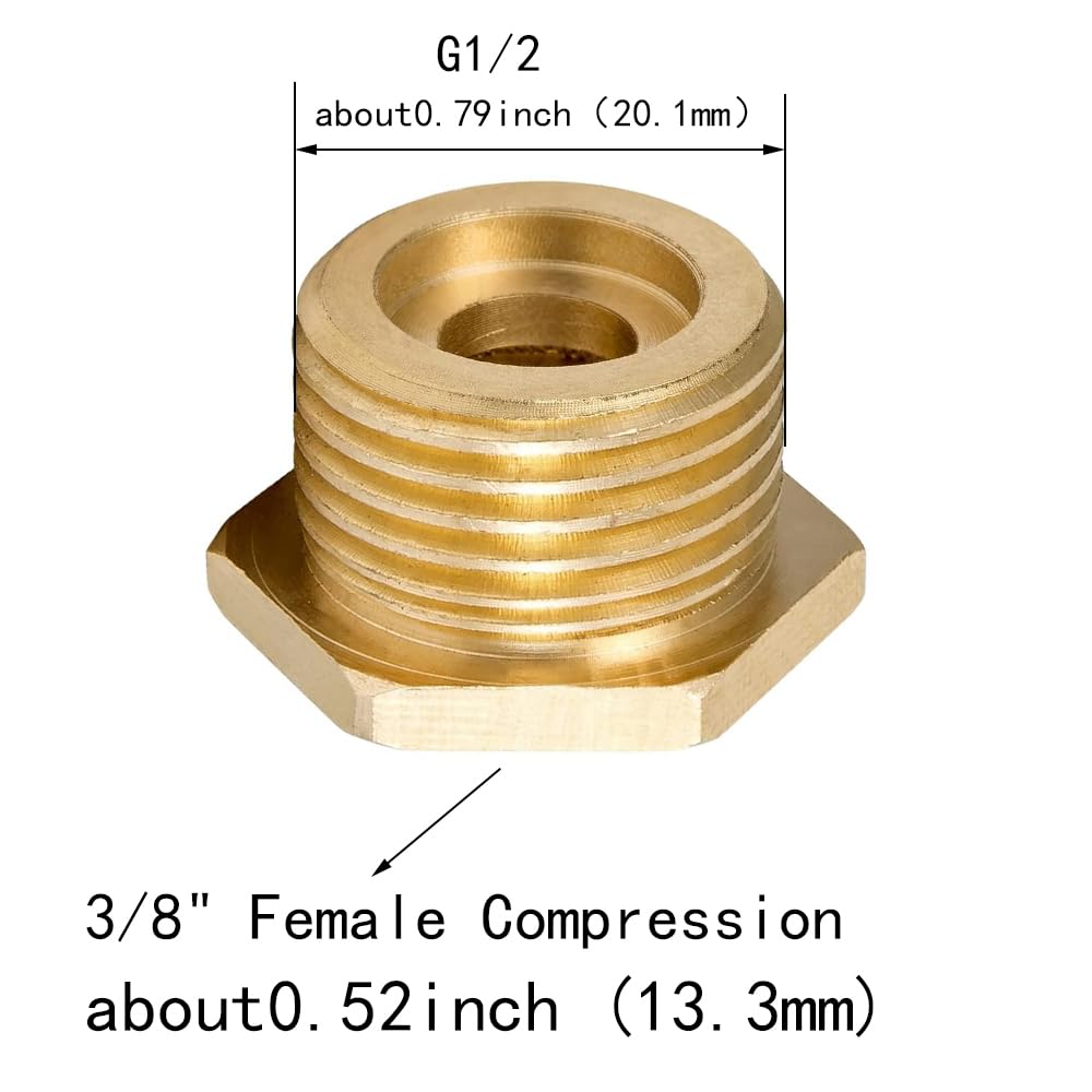 Raccord de tuyauterie (4 pièces) : réducteur mâle 1/2" vers femelle 3/8", raccord à compression pour robinet de cuisine/salle de bain, tuyau d'alimentation, connecteur de tuyau avec joint en caoutch