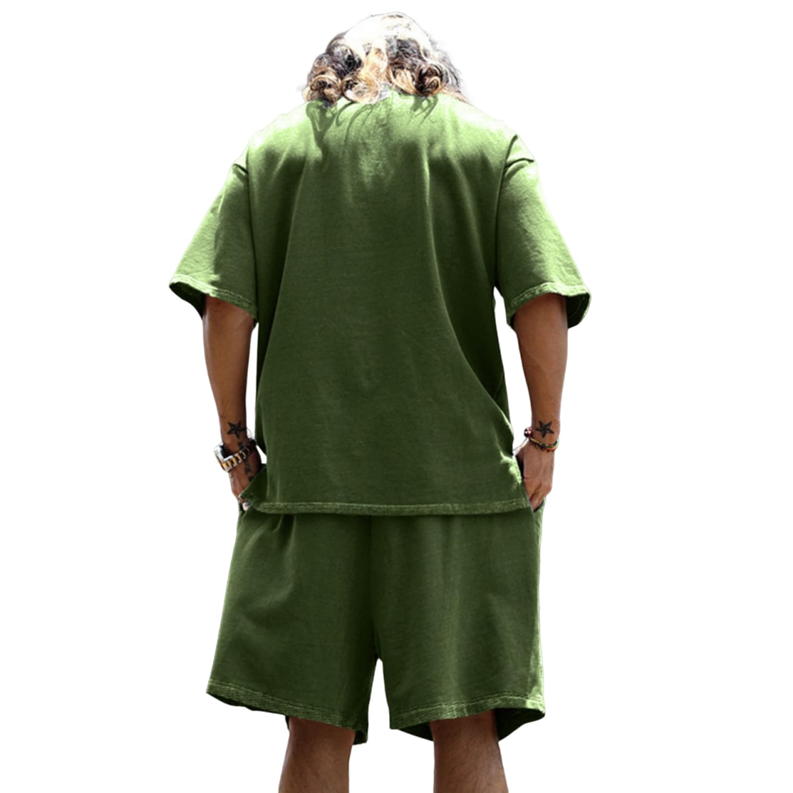 MOKBAY Sommer Outfit Herren Freizeit Kuschelig 2 Teiler Sport Jogginganzug Herren Hose Und T-Shirt Baggy Leicht Hausanzug Freizeitanzug