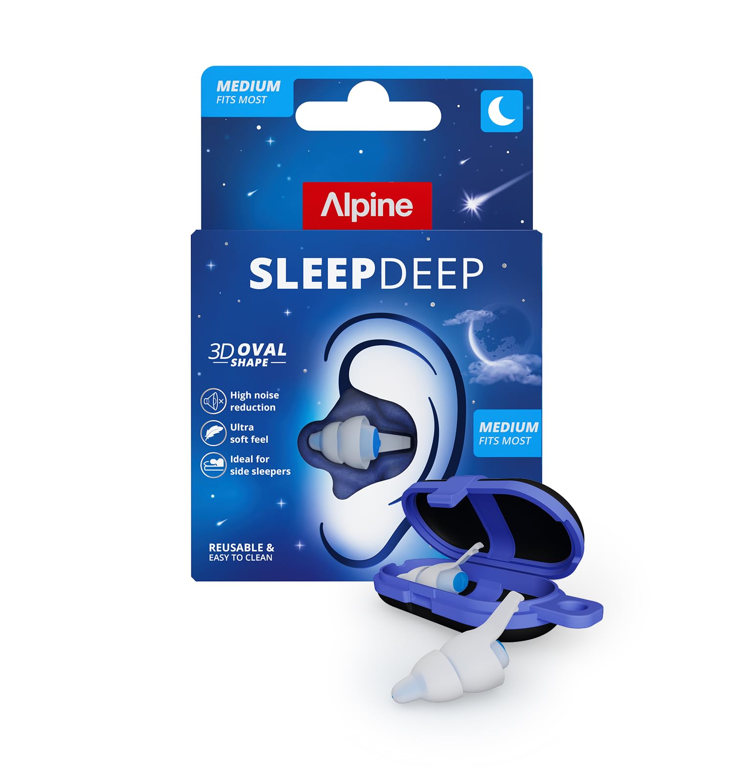 Alpine SleepDeep Reusable Earplugs for Sleeping | Earbuds for Side Sleepers