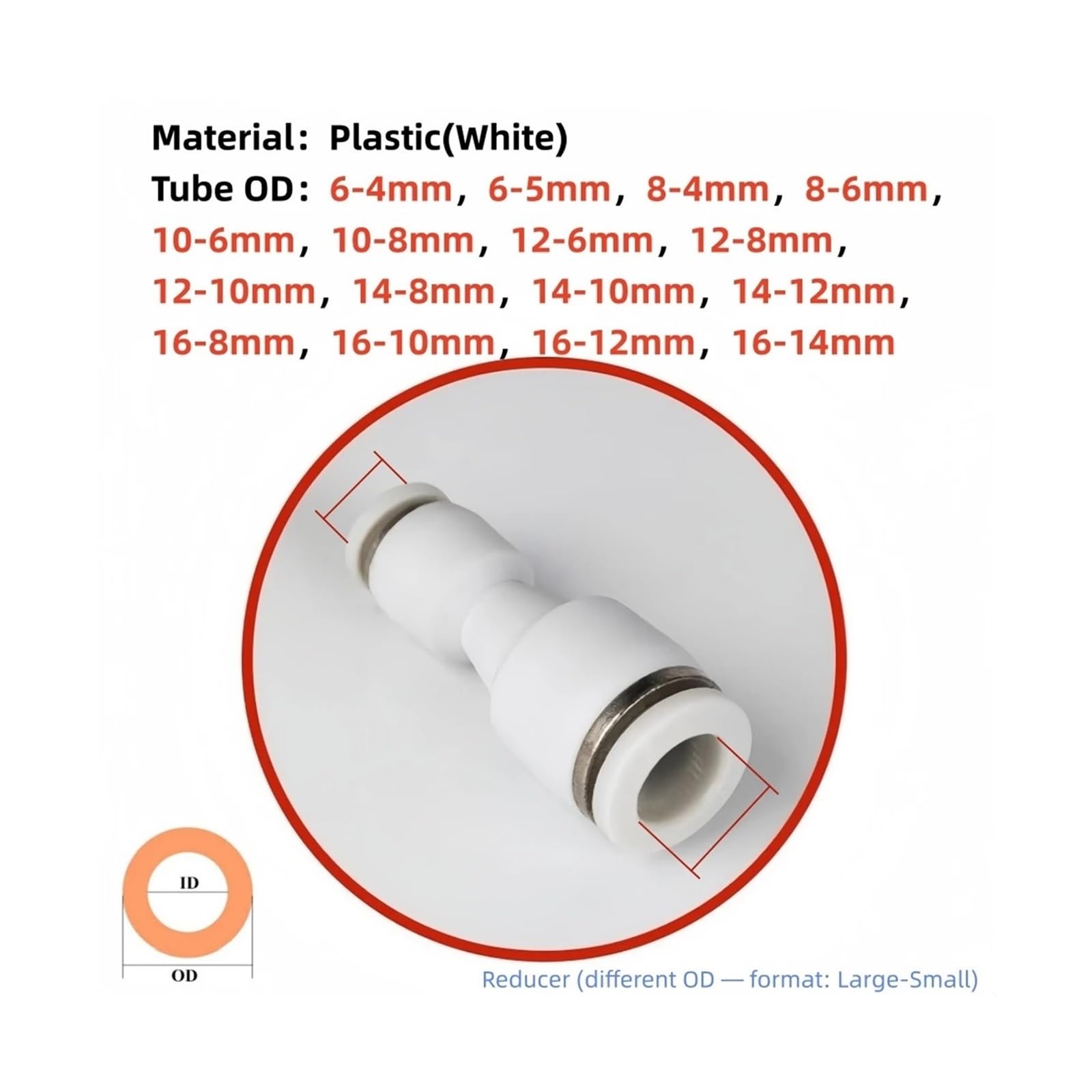 Raccordo pneumatico bianco PG4-PG16 tubo aria acqua innesto rapido | Connettore a pressione for fissaggio stabile di tubazioni for aria e liquidi(14-12mm PG 5PCS)