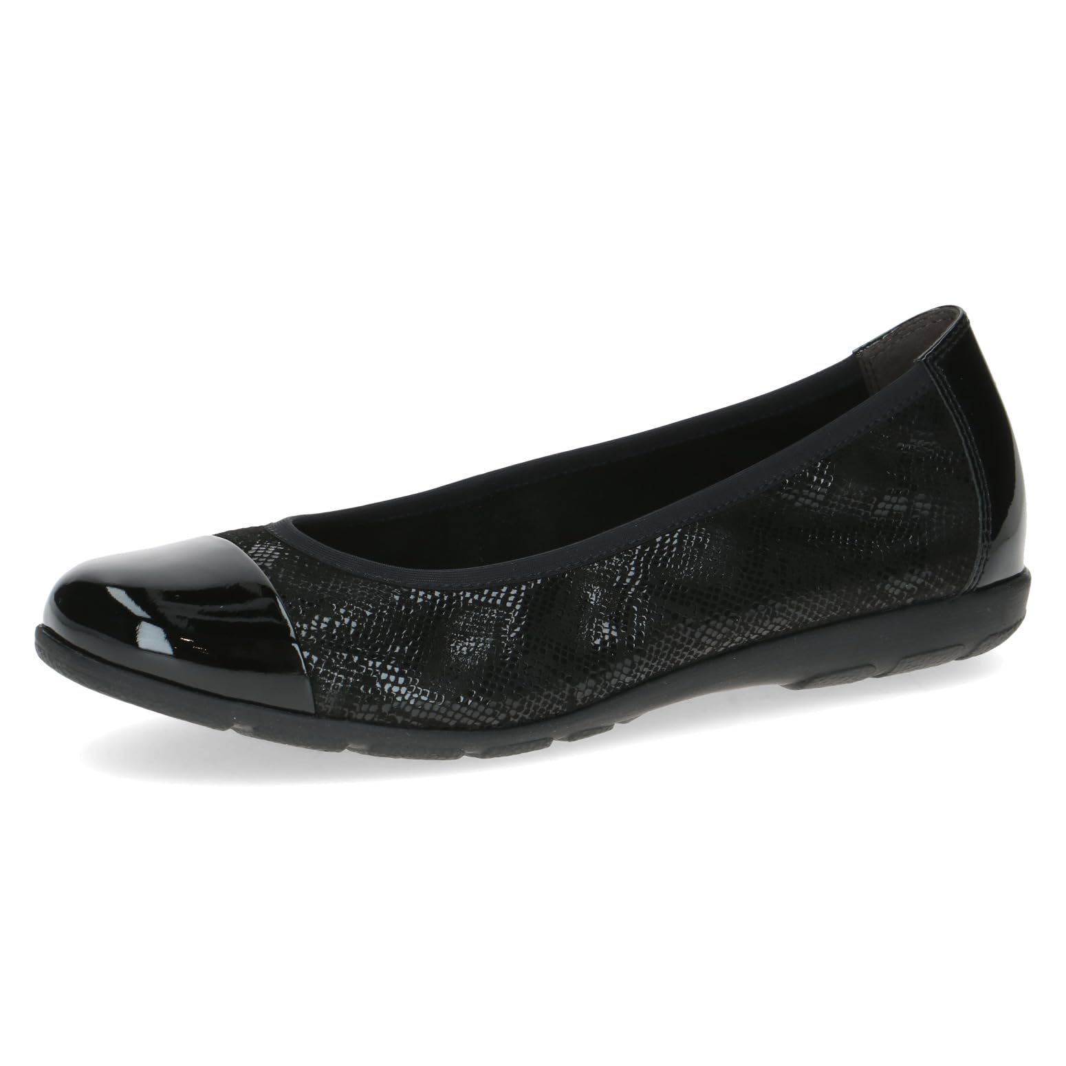 CAPRICE Women Ballet Flats Leather Comfortable, Black (Black Rep.Comb), 6.5 UK