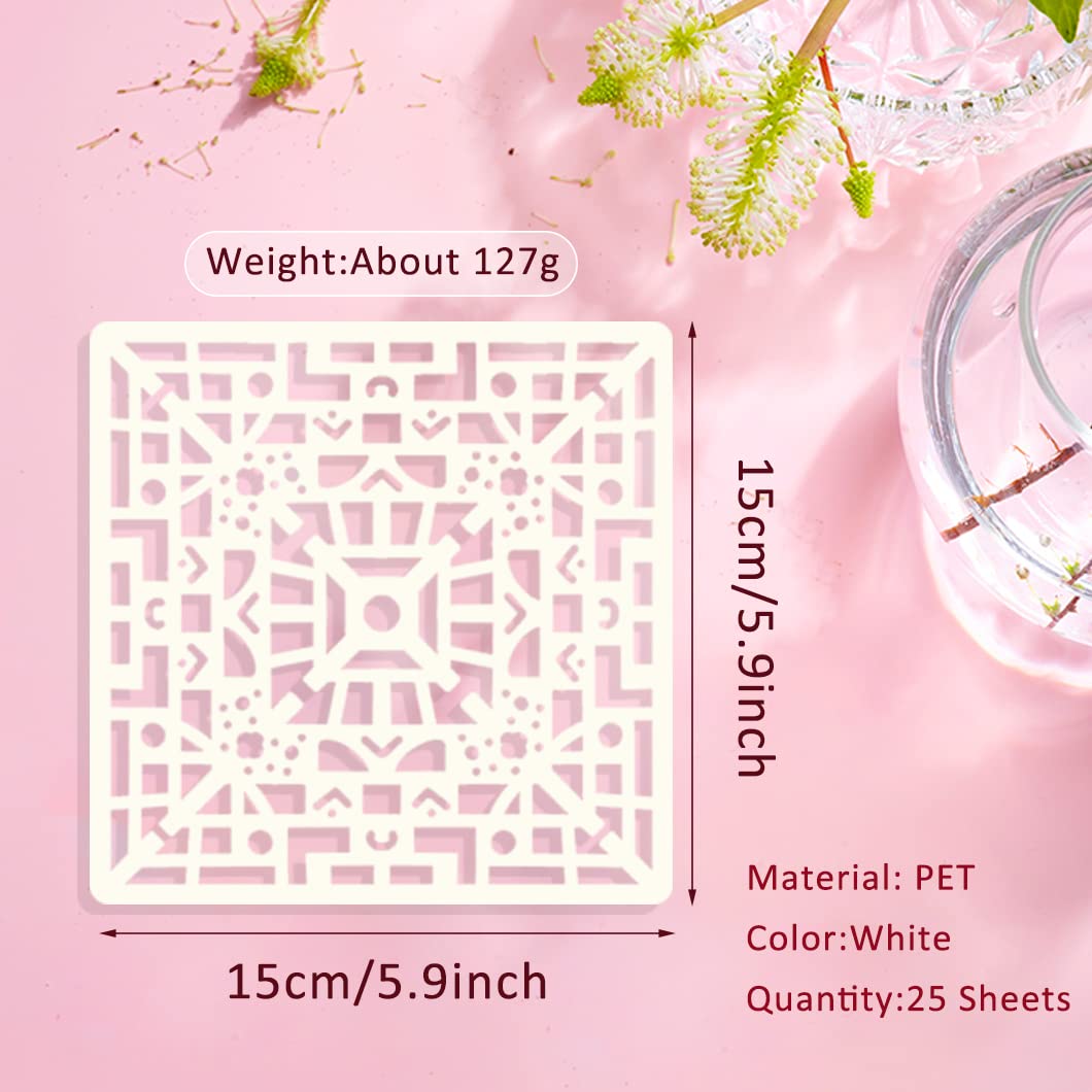 Pochoir Muraux EAPIKON 25 Pochoirs De Peinture De Gu00e9omu00e9triques Ru00e9utilisable, 15cm Pochoirs Peinture