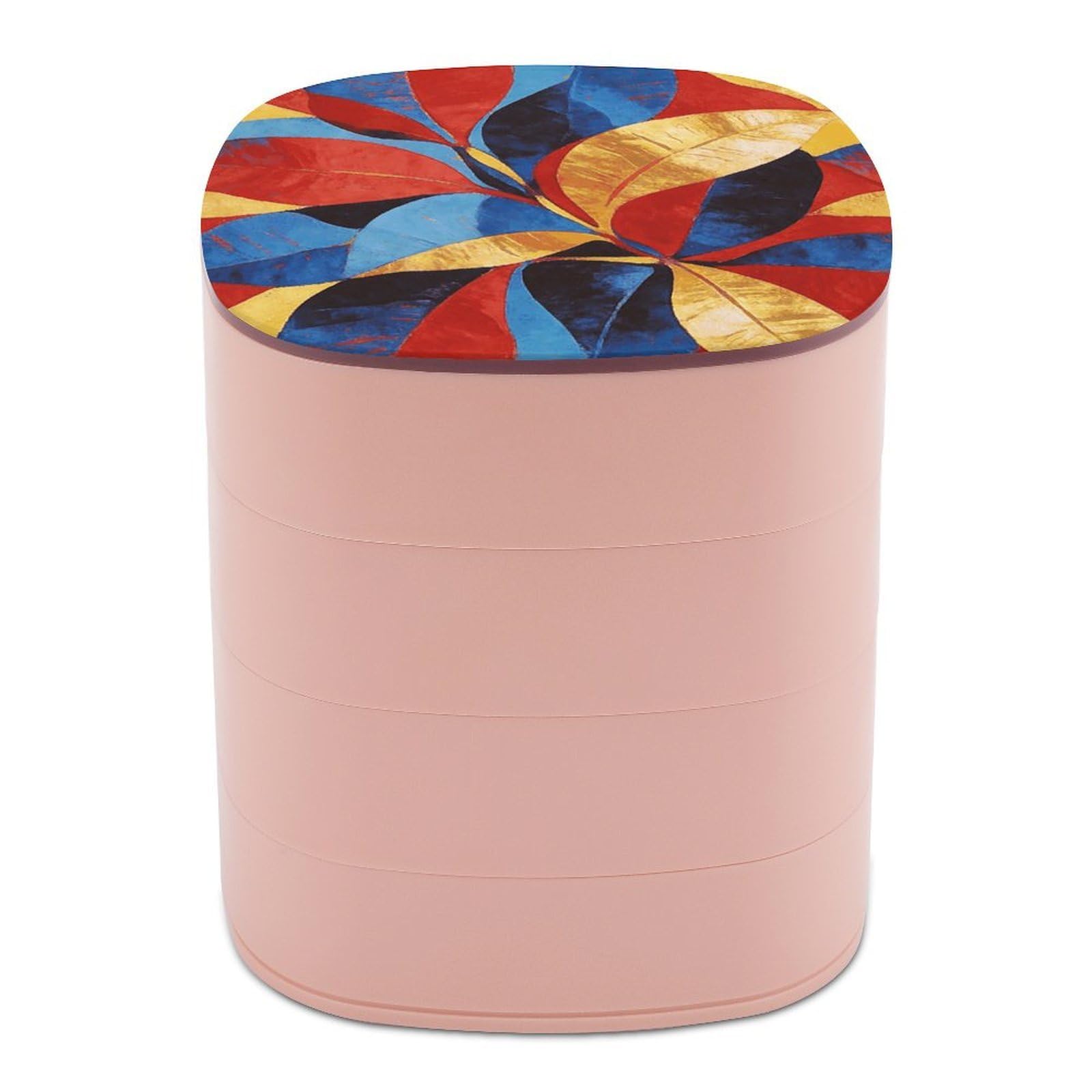LZQPOEAS Abstract Art Leaves Jewelry Box Women Jewelry Organizer Travel Jewelry Case Cute Necklace Ring Storage Organizer 4-Layer Rotating Jewelry Tray Case with Mirror for Bracelets