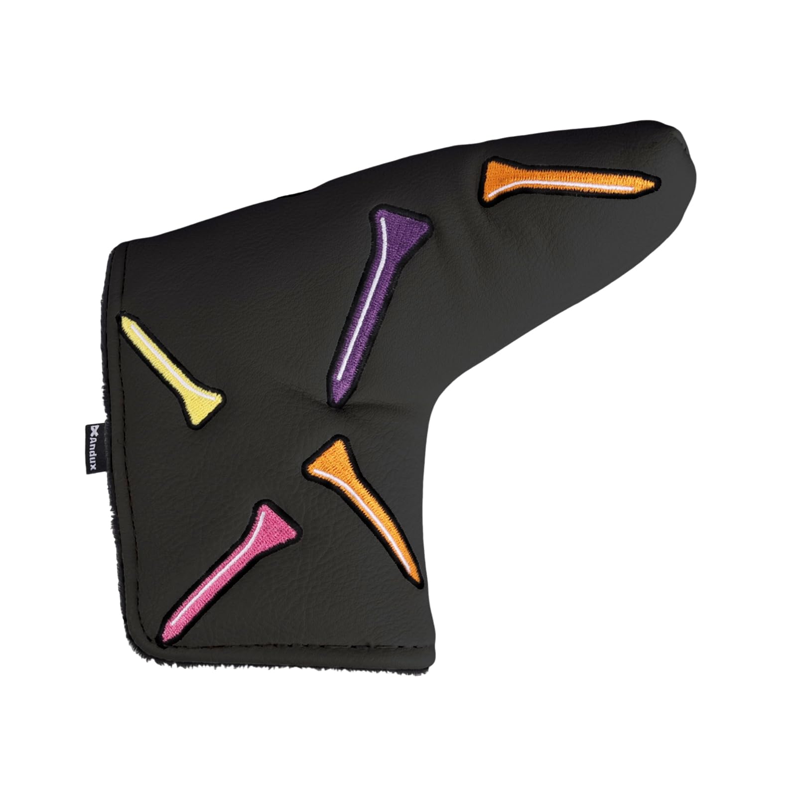 Andux Tee Pattern PU Golf Putter Head Covers with Magnetic Closure Blade Black