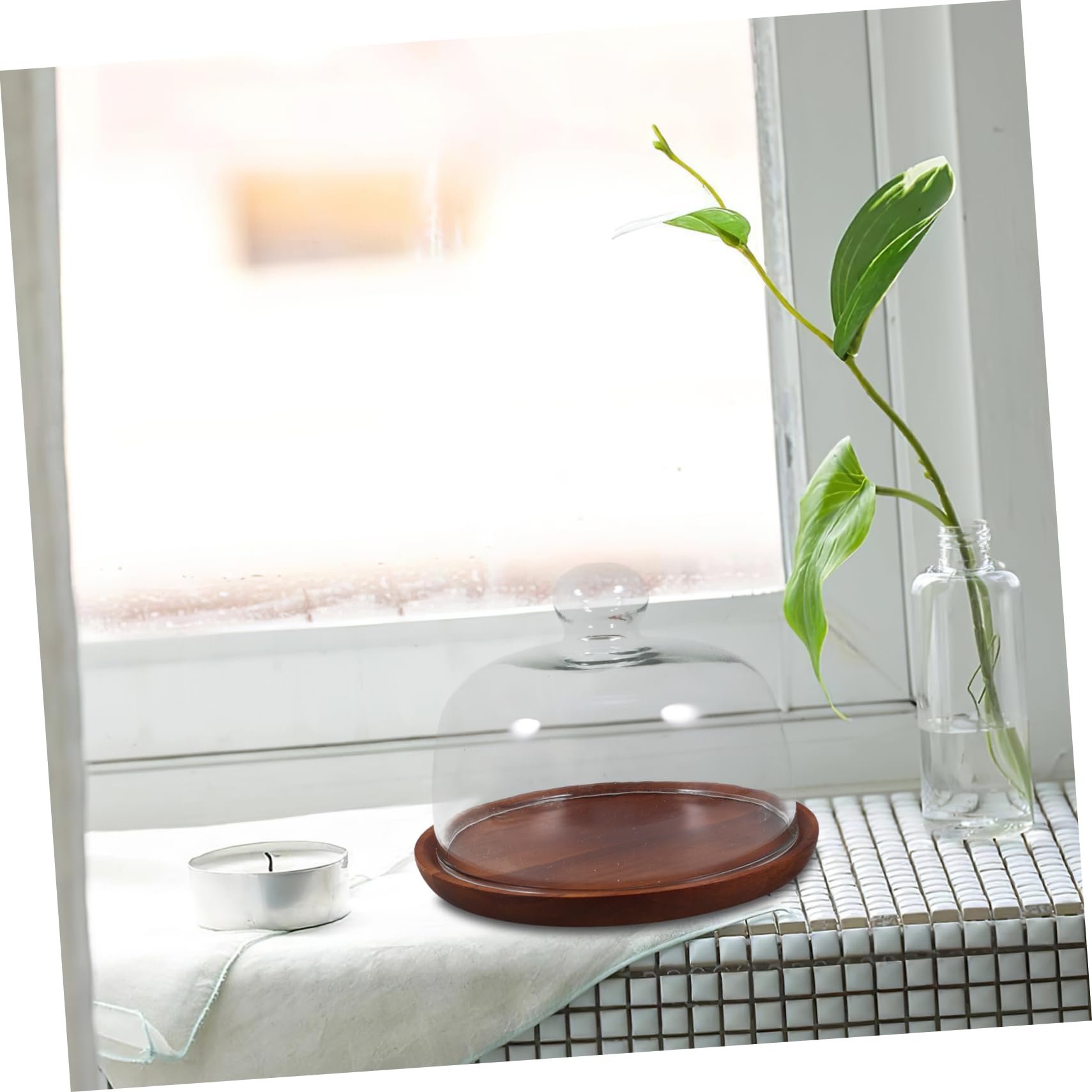 OUNONA Présentoir à Gâteaux Transparent en Bois et Verre, Plateau Café | Cupcakes et Fruits, Usage Mariage ou Bureau, 1 Pièce, Style Élégant et Délicat