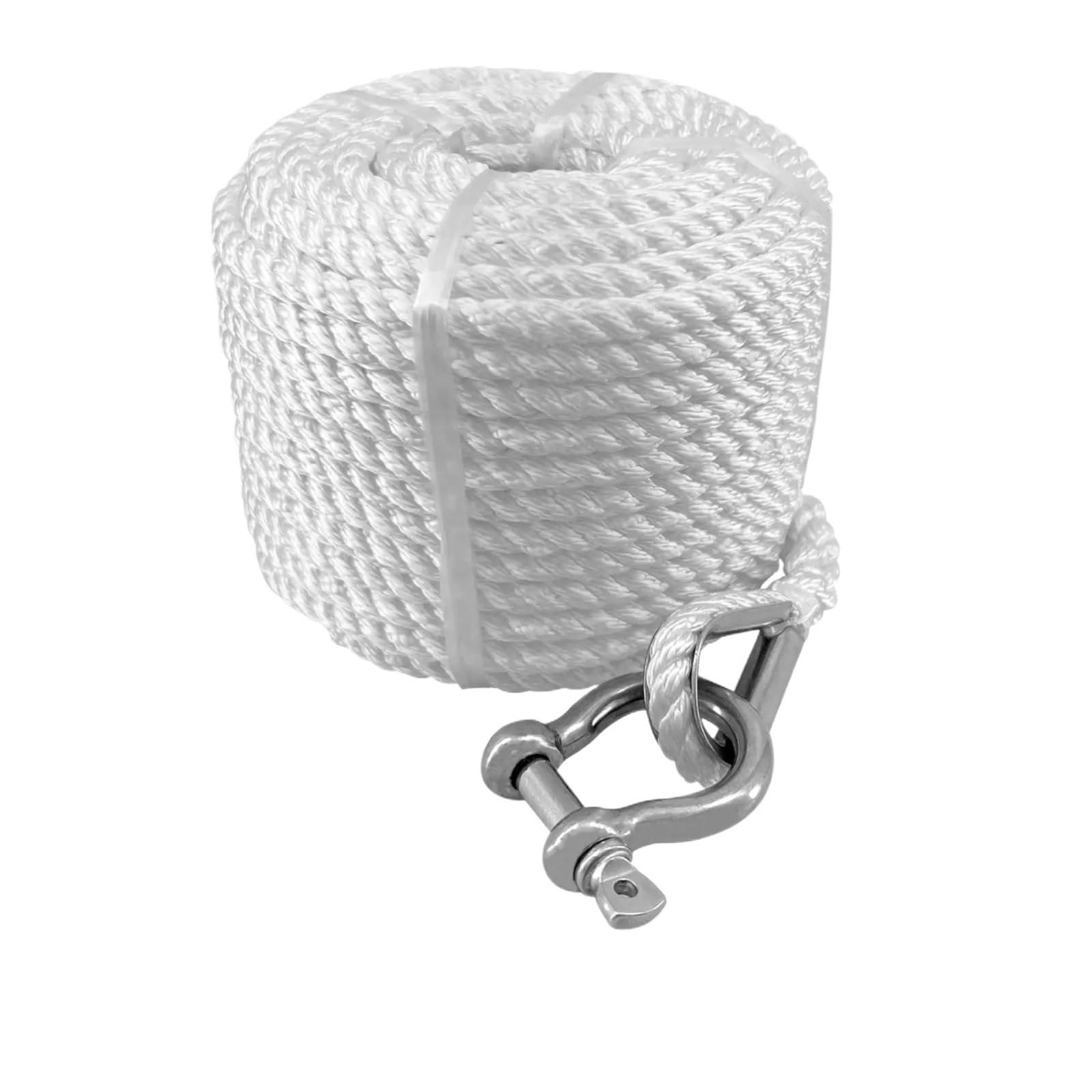 Soywim Bianco Mooring Rope, Boat Anchor Line, Double Braided Nylon Rope, Canoe Stainless Steel(9Mm 23Meter)