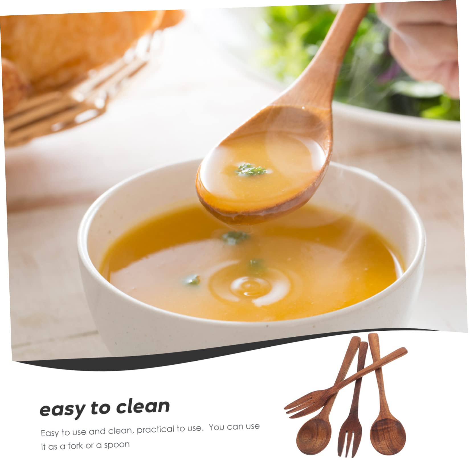 AUTSUPPL 1set Wooden Cutlery Set Practical Utensil Kit Forks Spoons for Salad Desserts and More Lightweight Reusable Simple Design for Everyday Kitchen Use