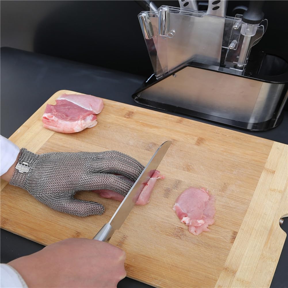 Guanti antitaglio in acciaio inox Cut Resistant Guanti da camicia a catena Guanti protettivi per carne, Proof Carne, Sicurezza Lavoro Outdoor Protezione Tool M