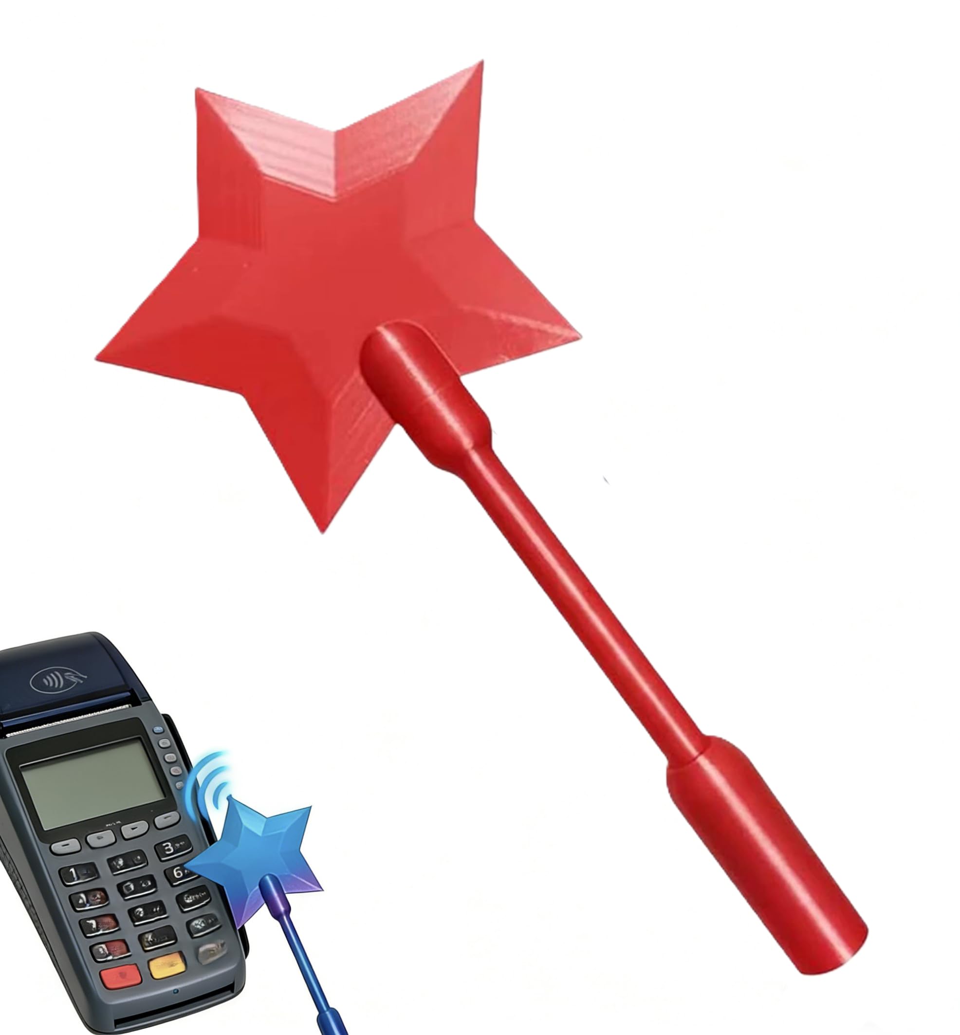 3D Printed Fairy Card Wand, Taps to Pays Magic Wands, Star Wand Credit Card Holder (RedStar)