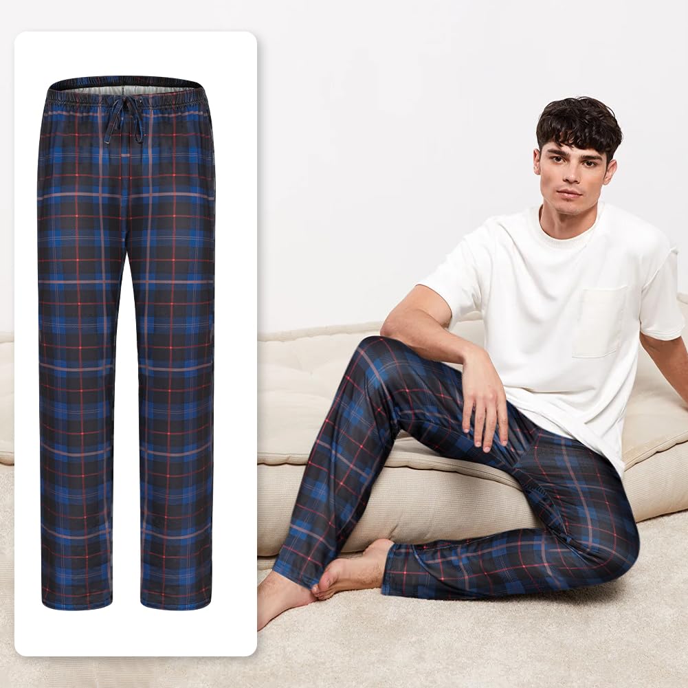 AUYAO Pijama Hombre Pantalones con Bolsillos Largos Otoño Invierno