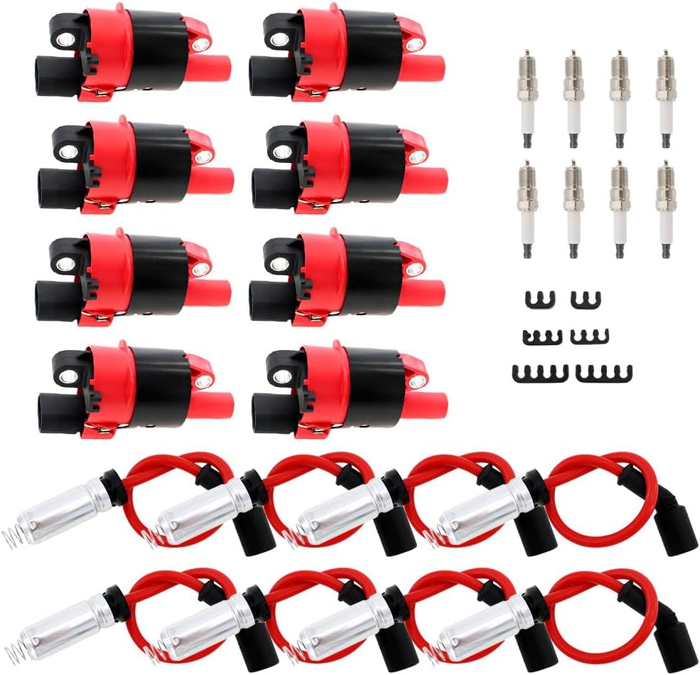 Set of 8 Round Ignition Coil UF414 748UU Spark Plug Wire