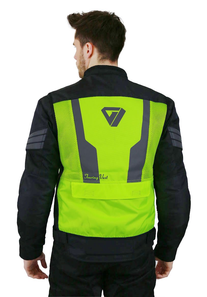 Nerve Touring Chaleco Reflectante de Seguridad Diseño Retro, Verde Fluorescente, XS-S