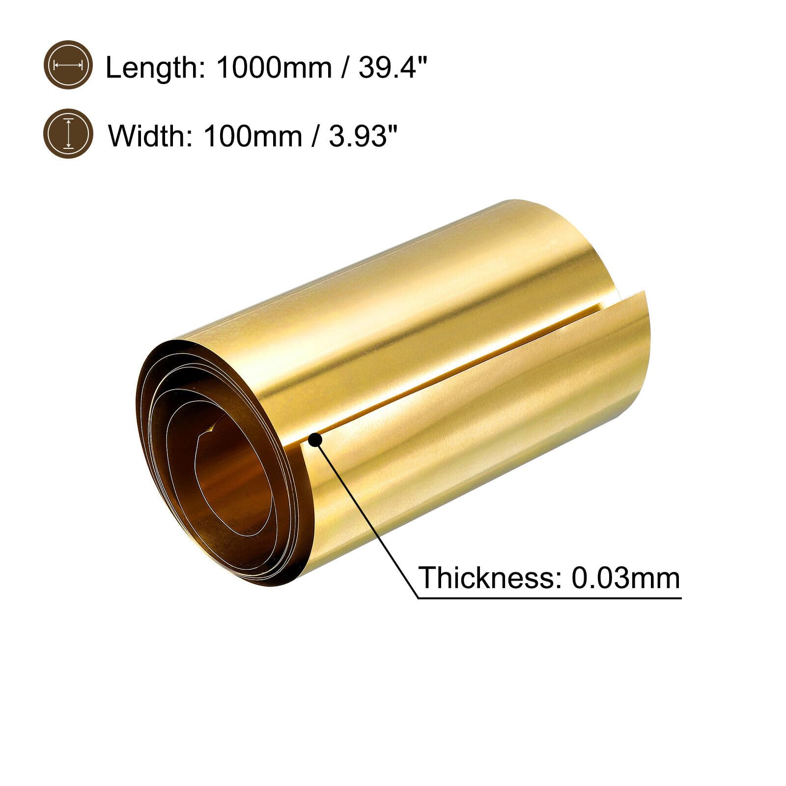 Tool Parts and Accessories Brass Sheet Roll 2Pcs 0.03x100x1000mm Brass Foil Roll Brass Strip Gold (#CN-140824-02369)