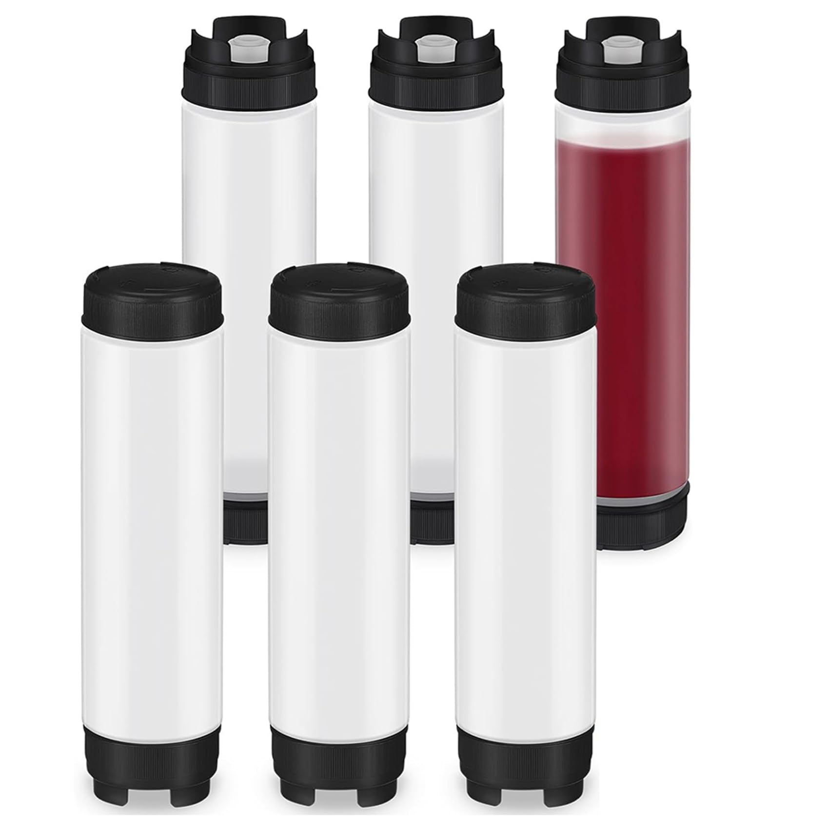 30 Exprimibles para Condimentos de 16 Onzas, Botella Exprimible de Plástico Invertida para Salsas, Dispensador de Válvula Grande con Punta Recargable