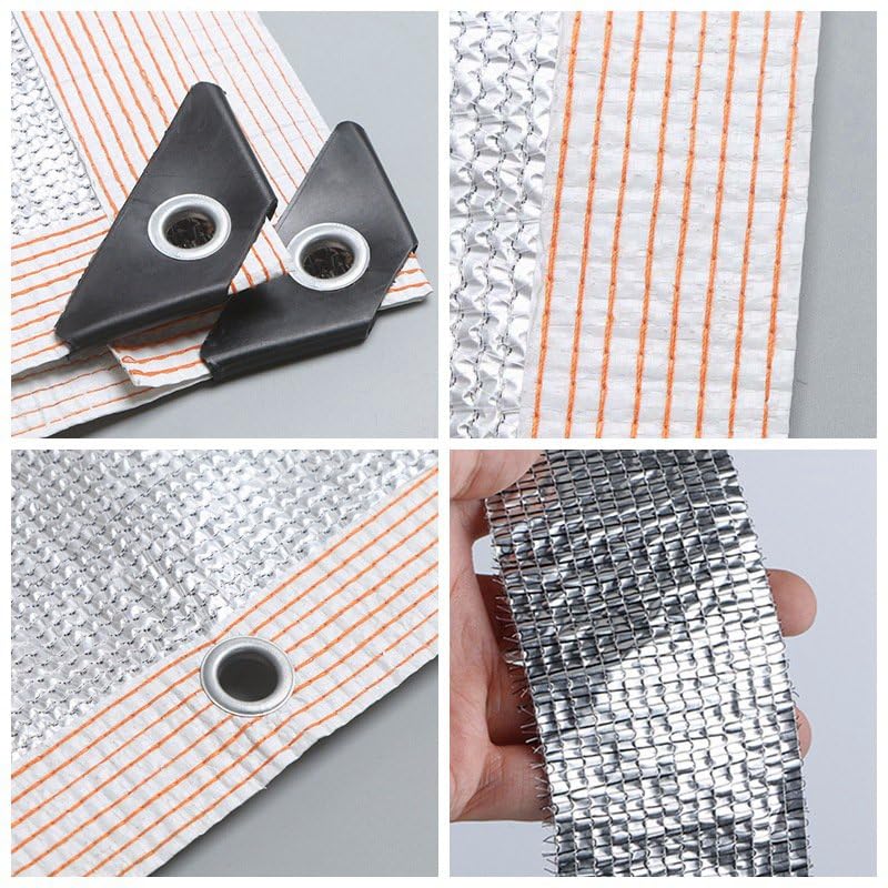 99% ochrona przed promieniowaniem UV, zewnętrzny baldachim przeciwsłoneczny z aluminiowej siatki, na lato, odblaskowa markiza samochodowa, 2 x 5 m, 6-liniowa biała krawędź, idealne schronienie przed