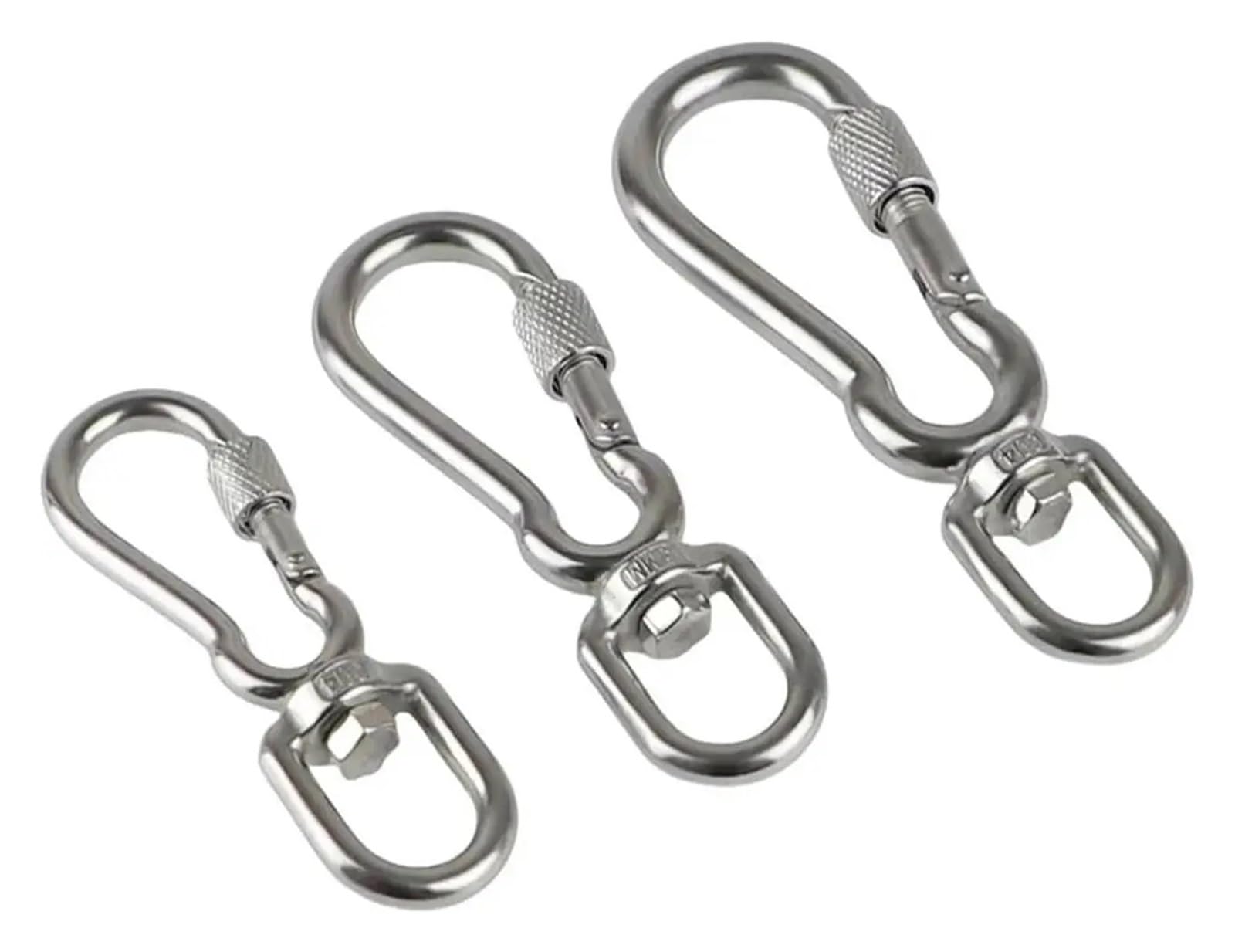 Heavy Duty Stainless Steel Thumb Screw Locking Carabiner Spring Snap Clip Link Hooks(M5)