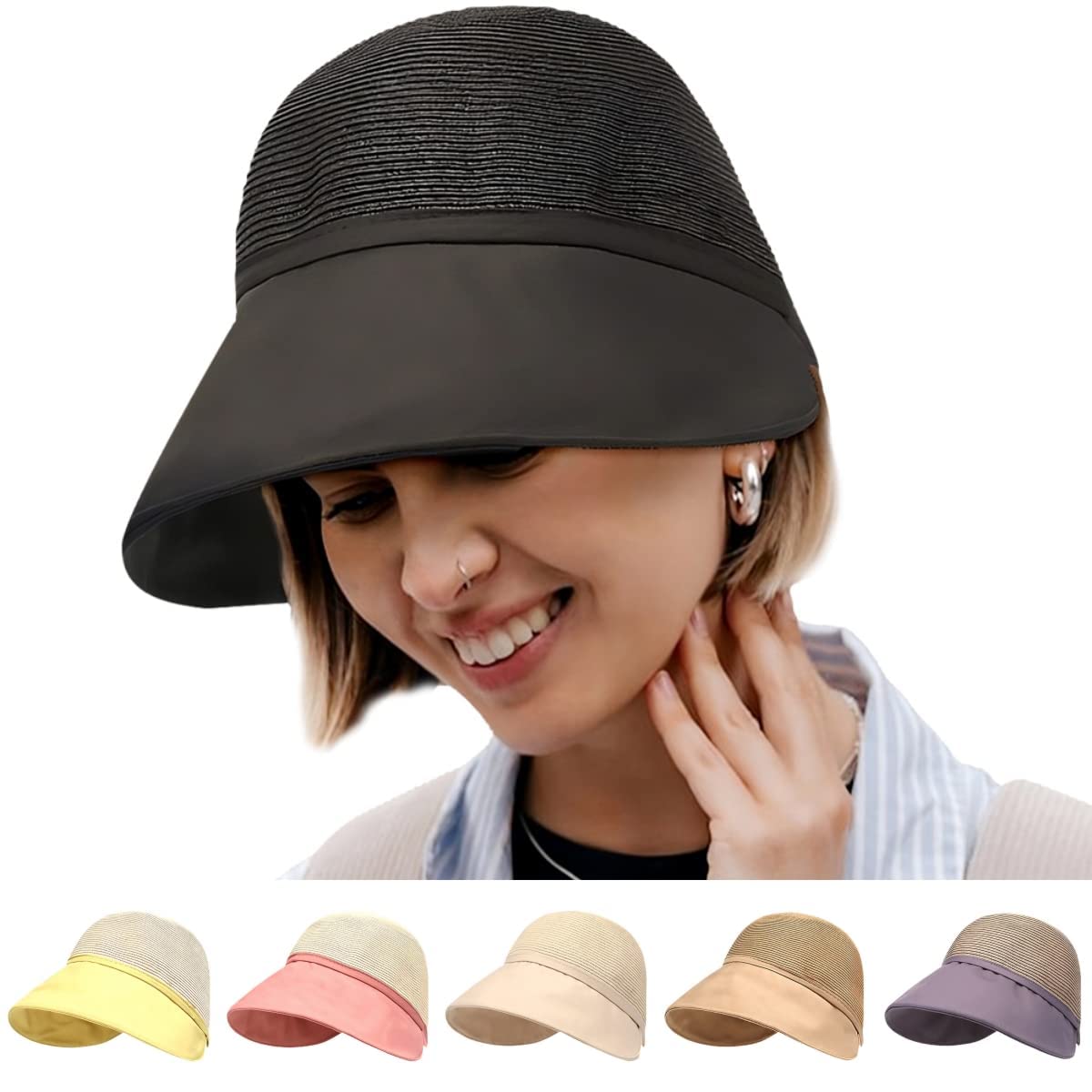 MIJNID Sombreros de Mujer para el Sol, Sombrero de protección Solar de ala Grande para Mujer, para Salidas a la Playa en Verano