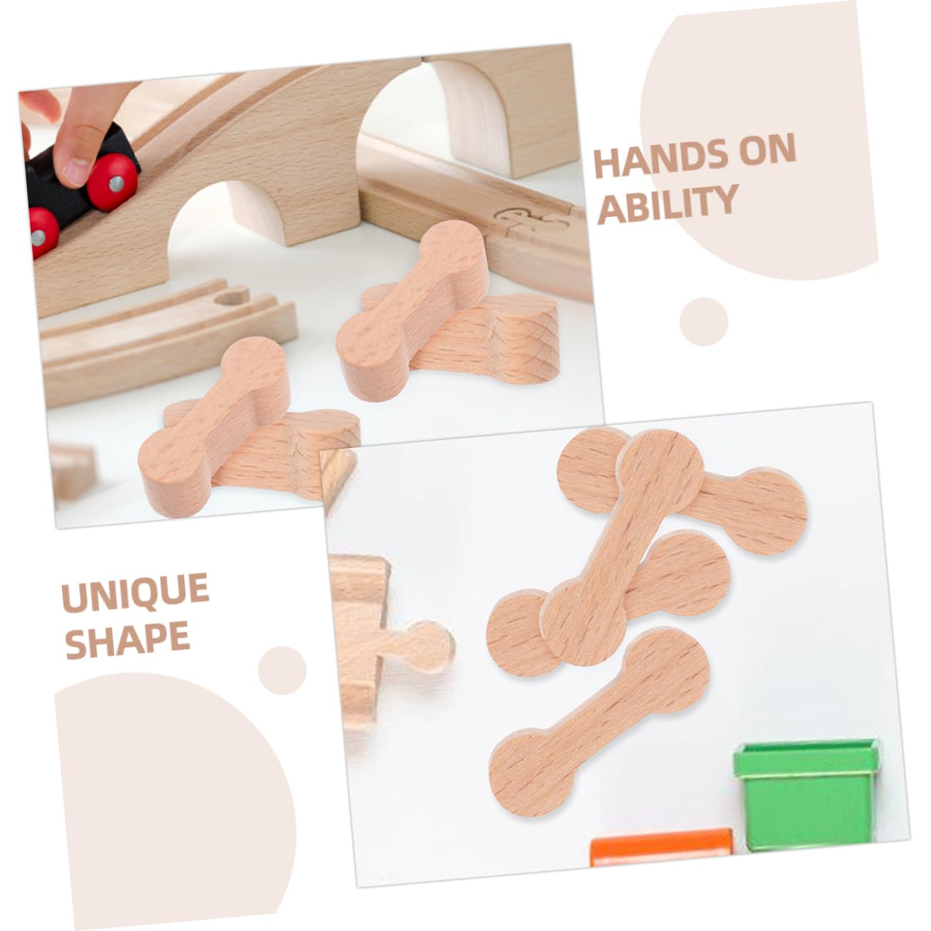 HEMOTON 5sets Train Track Connector for DIY Wooden Railway Track Connector Pieces Set 8pcs*5