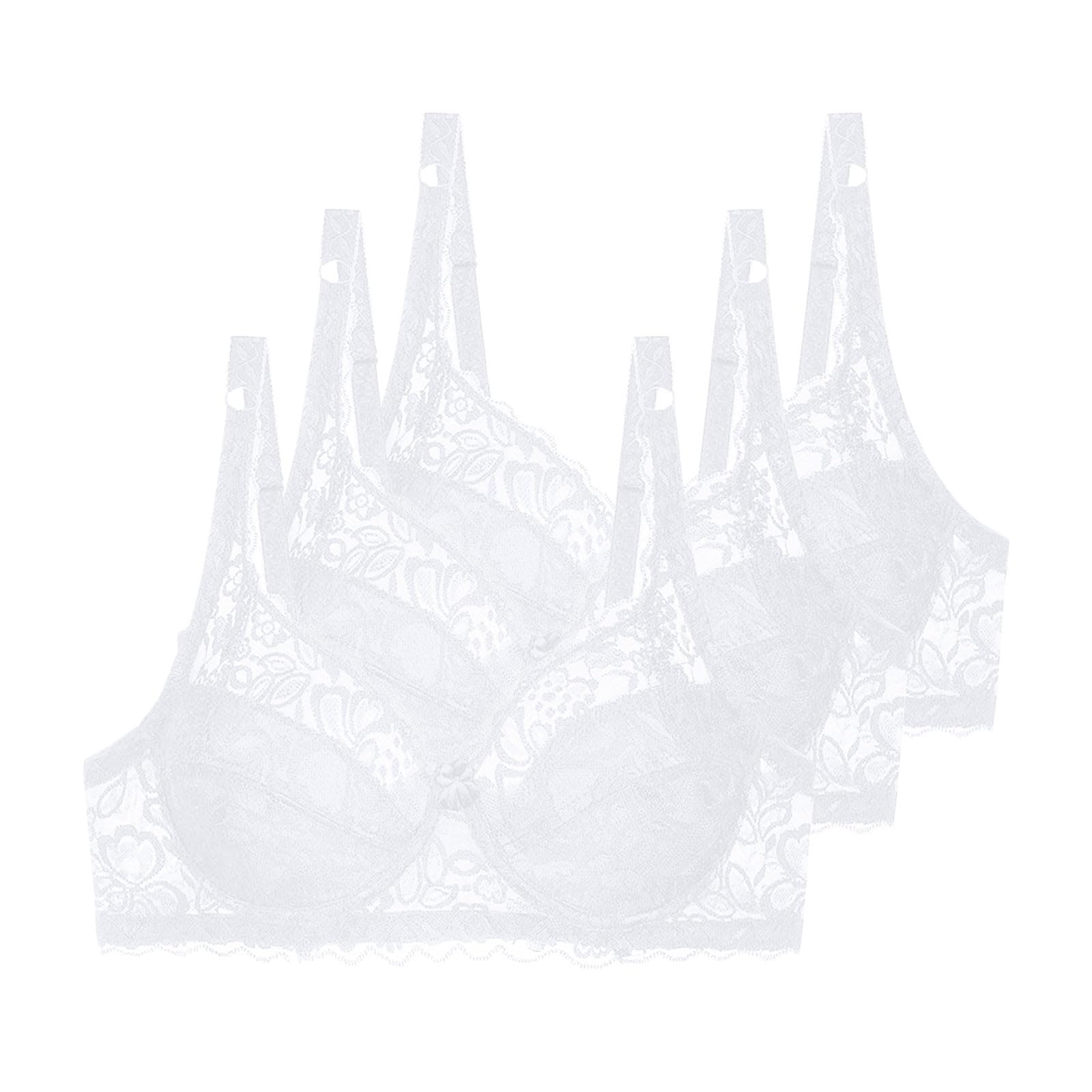 Lot de 3 Soutien Gorge avec Armature Femme Grande Taille Lingerie Française Maintien Fort Push Up Brassiere Dentelle Sexy Classique Firm Lift sous-Vêtements Couleur Unie Confortable et Doux Bra