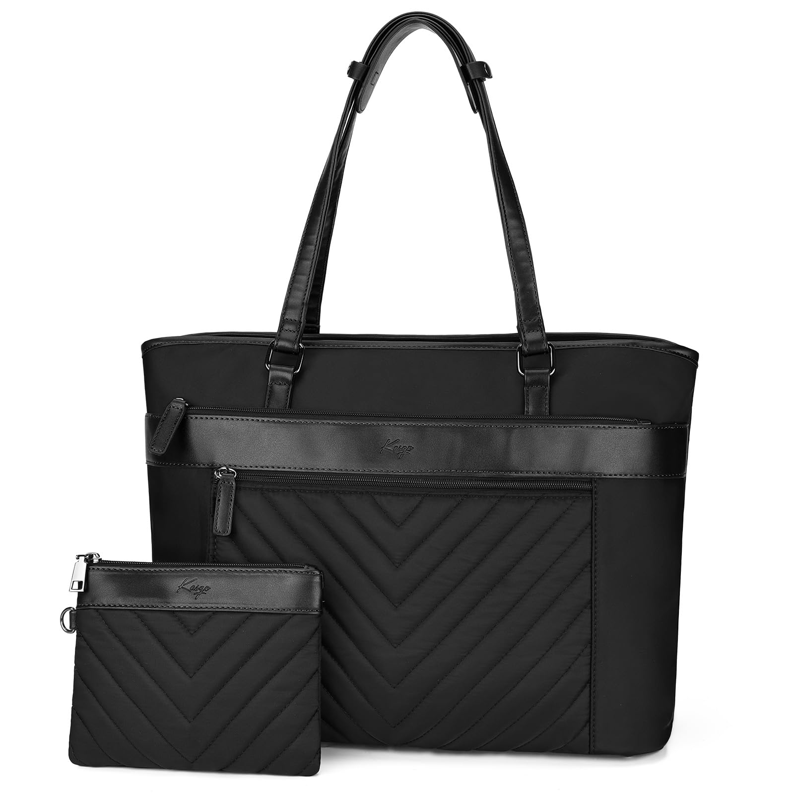 Cabas Femme, Grand 21L Sac Ordinateur Femme 15,6 Pouces Sac a Main Fourre Tout Résistant à l'Eau Élégant Poches Multiples pour Travail Affaires Cours Lycée Voyage