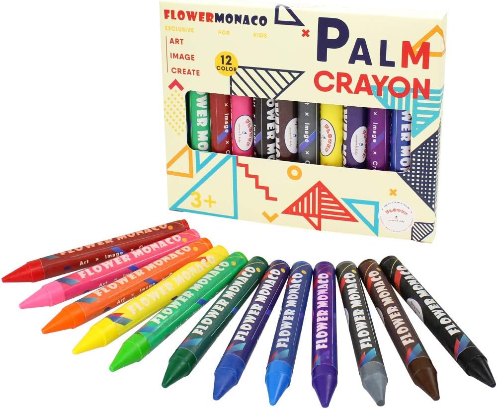 Lebze Crayons for Toddlers 1-3 Unbreakable, 12 Colors Big Non Toxic Crayons for Kids 2-4, Large Washable Crayons Safe Coloring Gifts for Babies and Children Flower Monaco