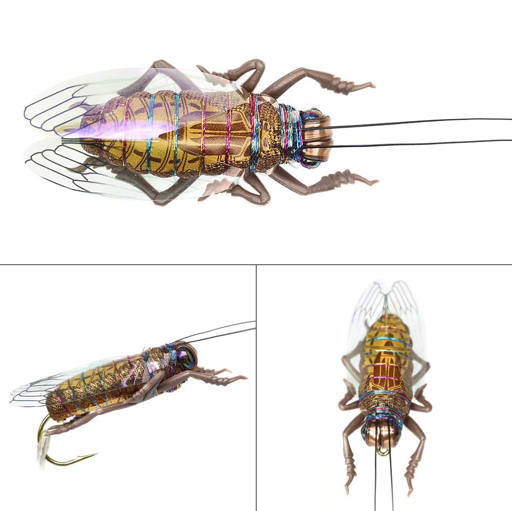 YZD Lot de 48 leurres pour pêche à la Mouche et Mouches réalistes, 4-Cicada kit 12pcs