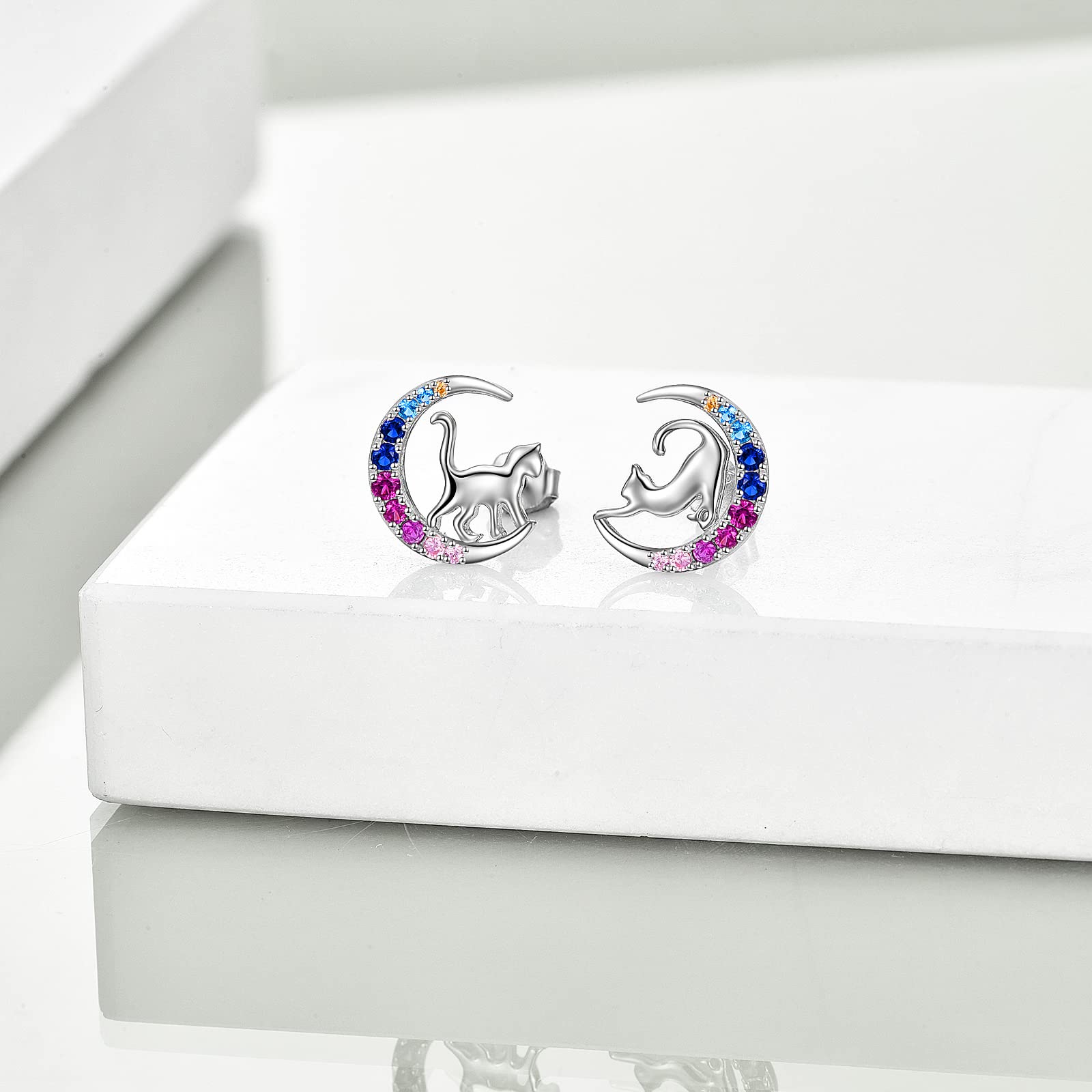 YFN Orecchini Animale Argento Sterling Animale Carino Luna Orecchino Borchie Regali per Donne Ragazze