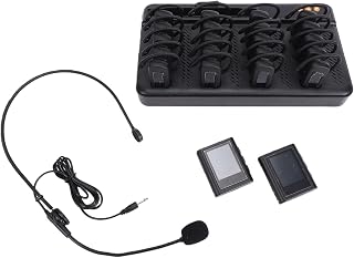 Wireless Tour Guide System 2 Transmitter 20 Receivers 8800mAh Charging Base for Museum Factory Travel Sightseeing (US Plug)