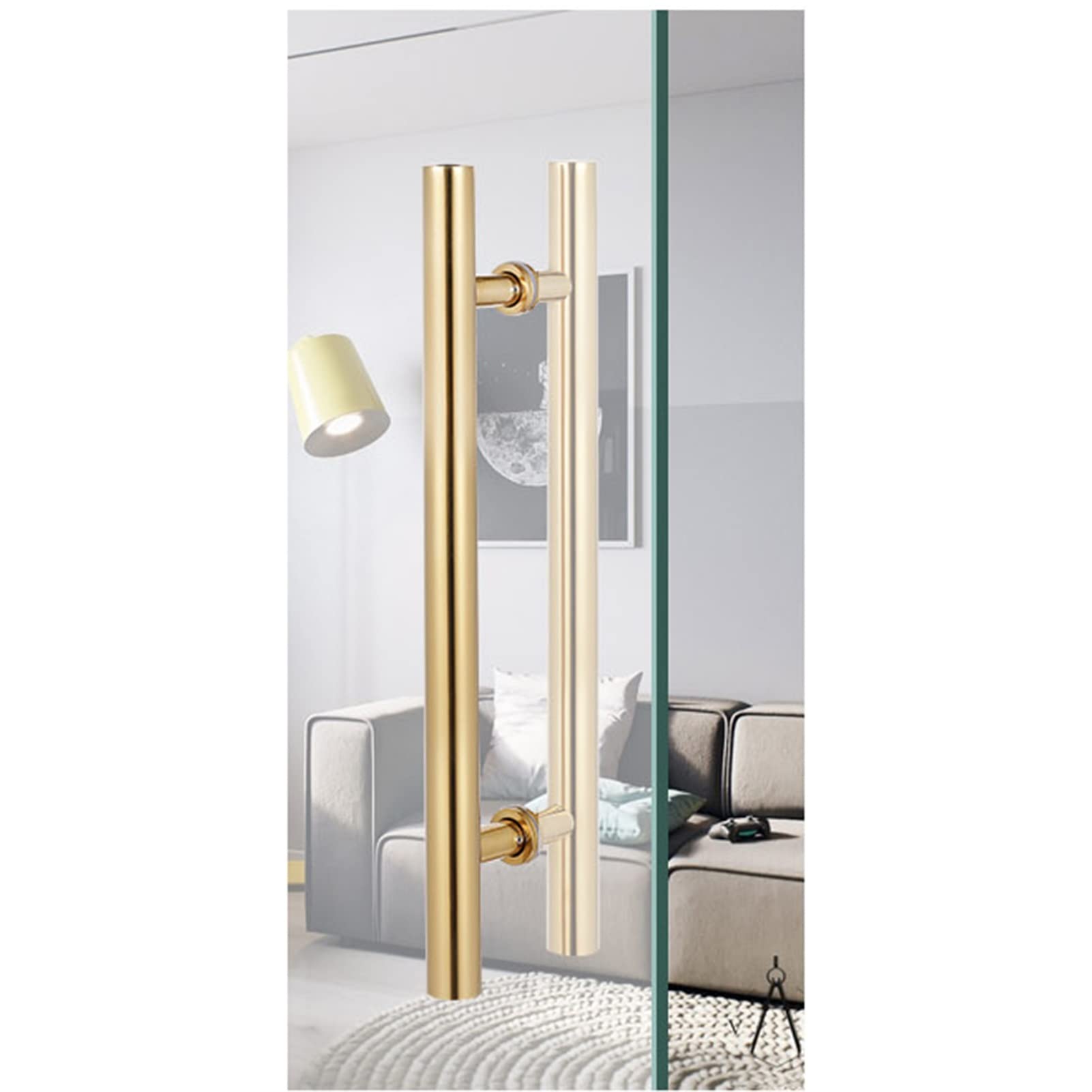 SaryEdge Brushed Stainless Steel Door Handles Sliding Glass Door Handles for Shower Indoor Outdoor Entry Contemporary Door Handles Gold Pain,-L:60cm(23.6in)/36cm(14,-L:60cm(23.6in)/36cm(14.1in)