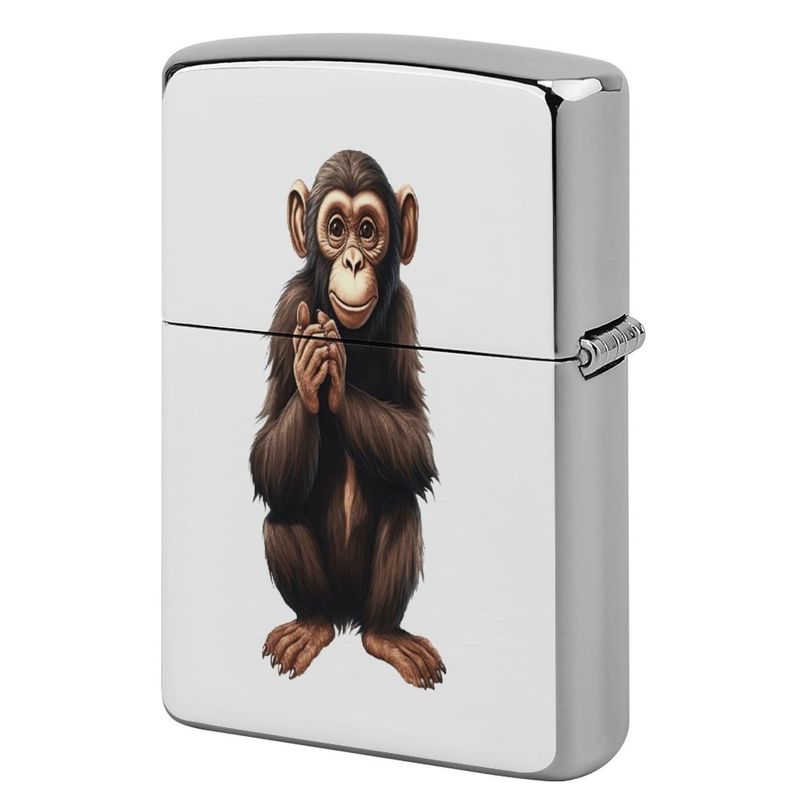 Btcowzrv Style Sitting Monkey Metal Lighter Case Sleeve Cover Holder
