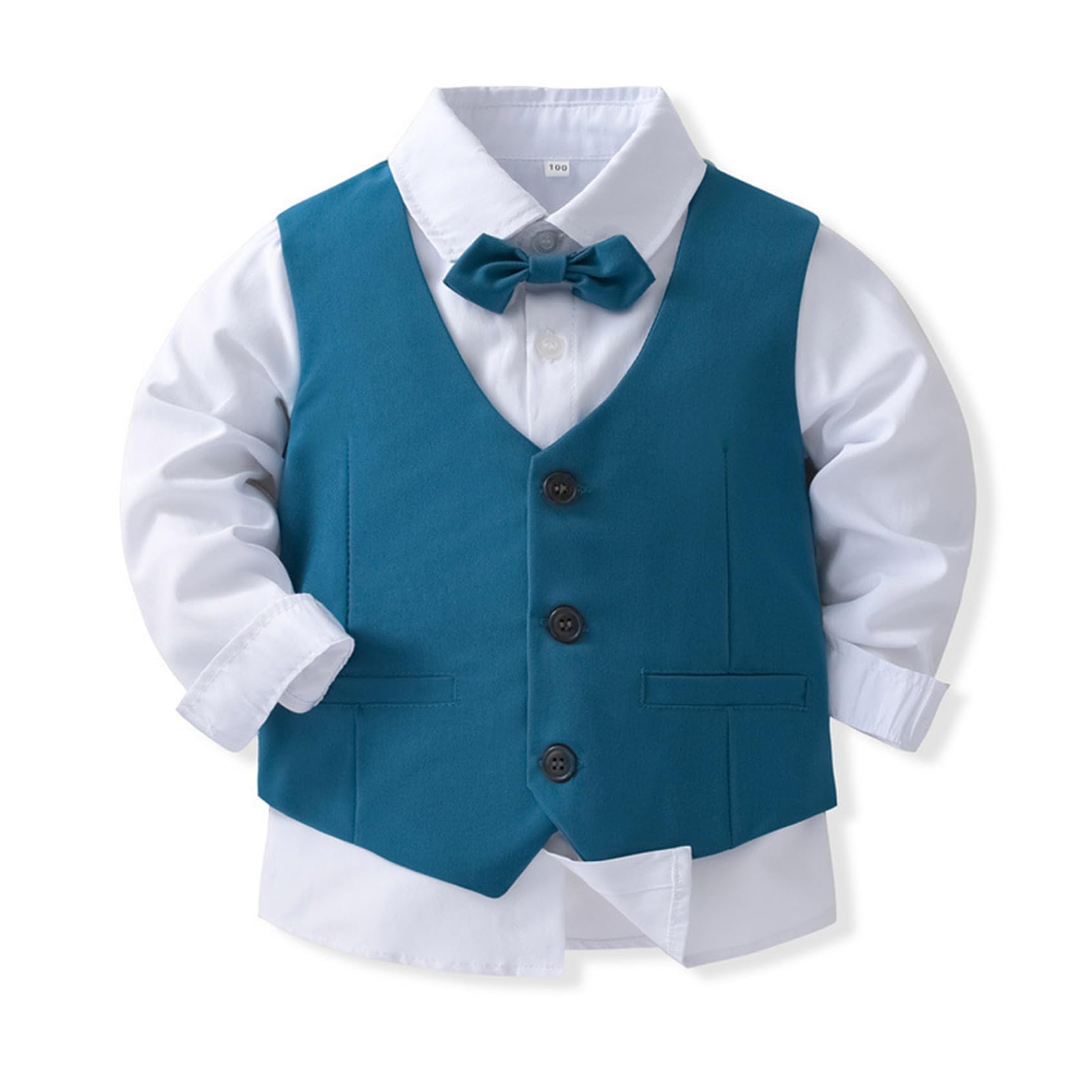 Traje de bebé para niños, para bodas, bautizos, esmoquin, 3 piezas, traje de bautizo camisa con chaleco de traje, pantalones, traje festivo